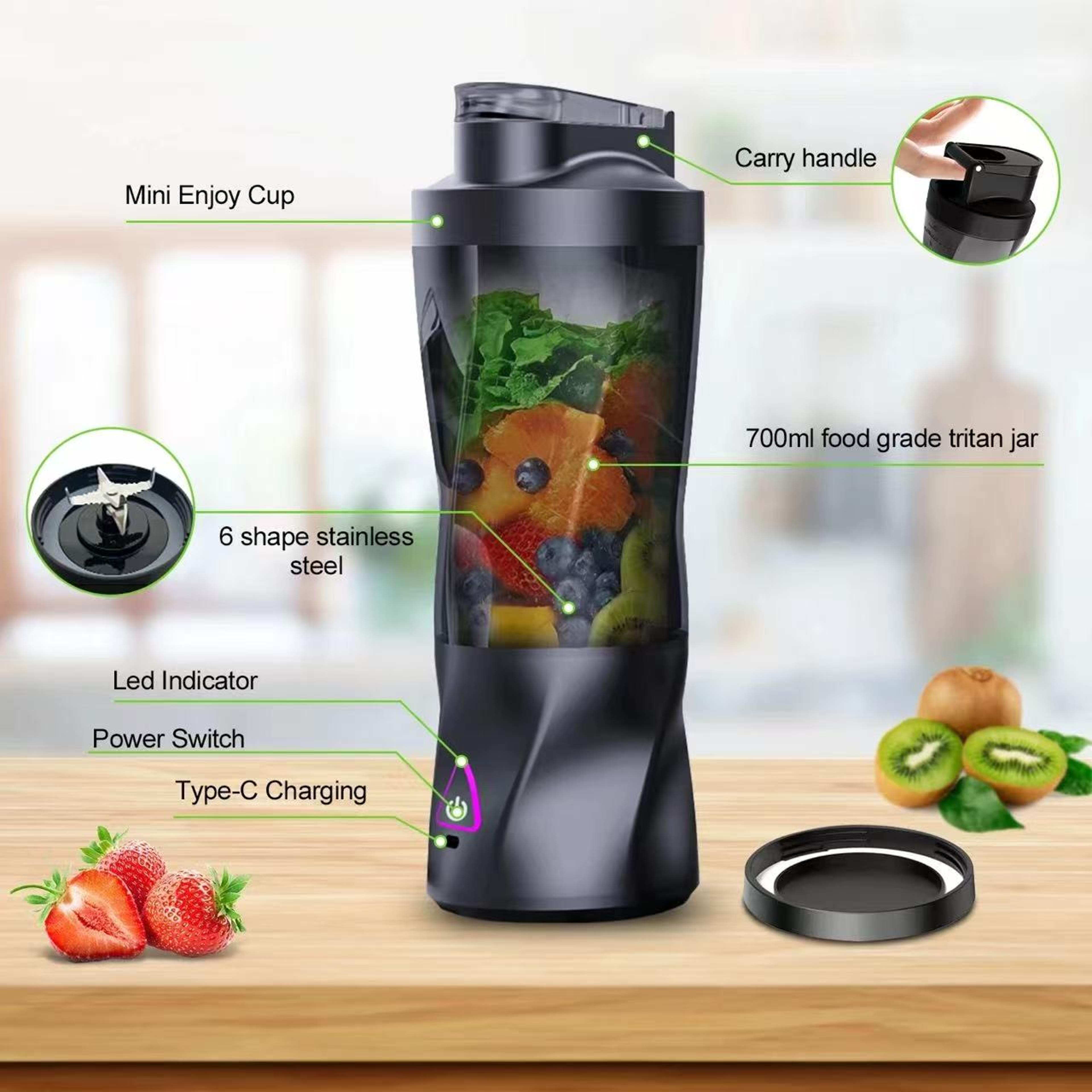 usb rechargeable portable smoothie blender personal juicer cup