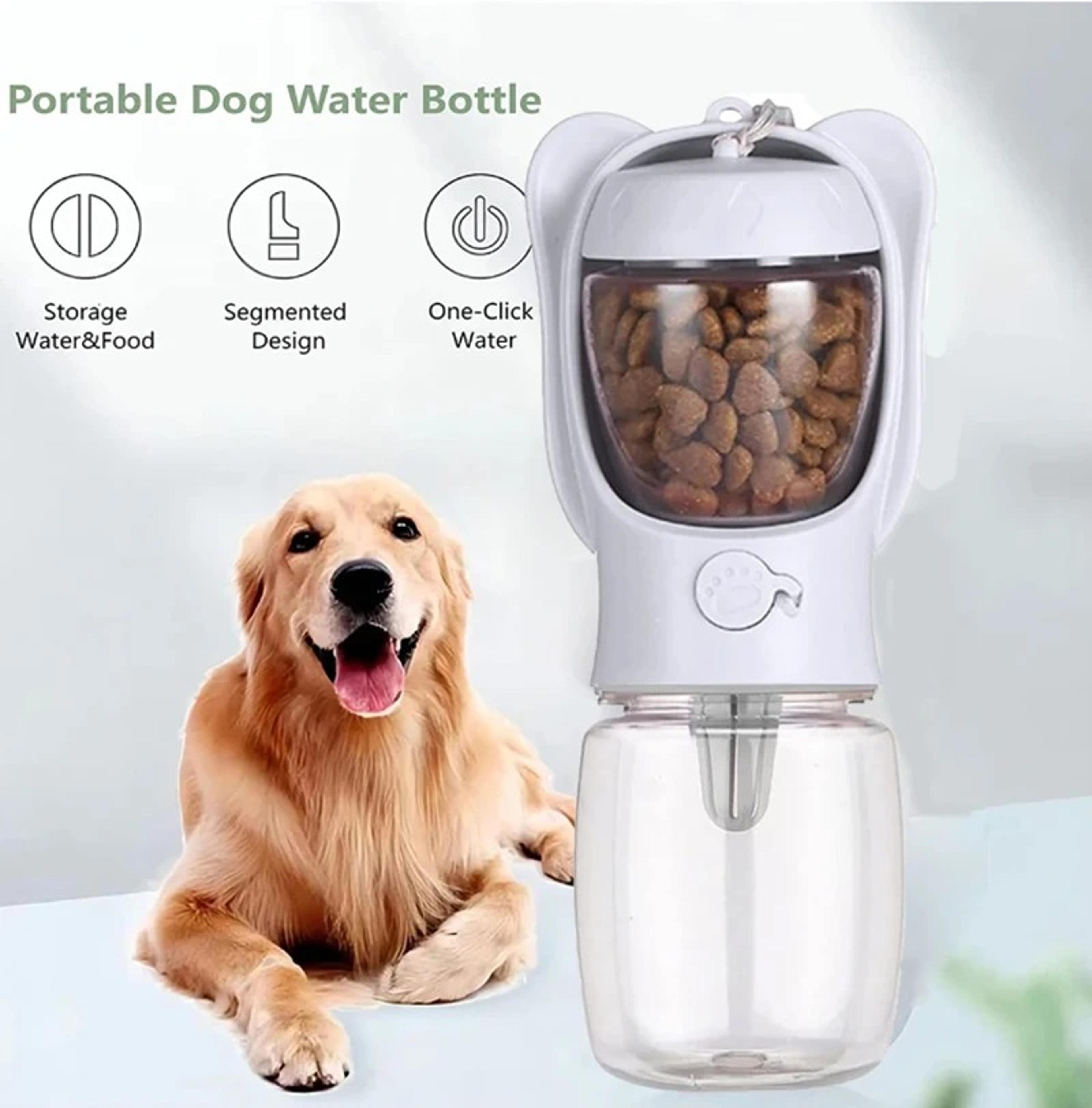 portable pet water bottle with food storage for dogs & cats – perfect for outdoor adventures