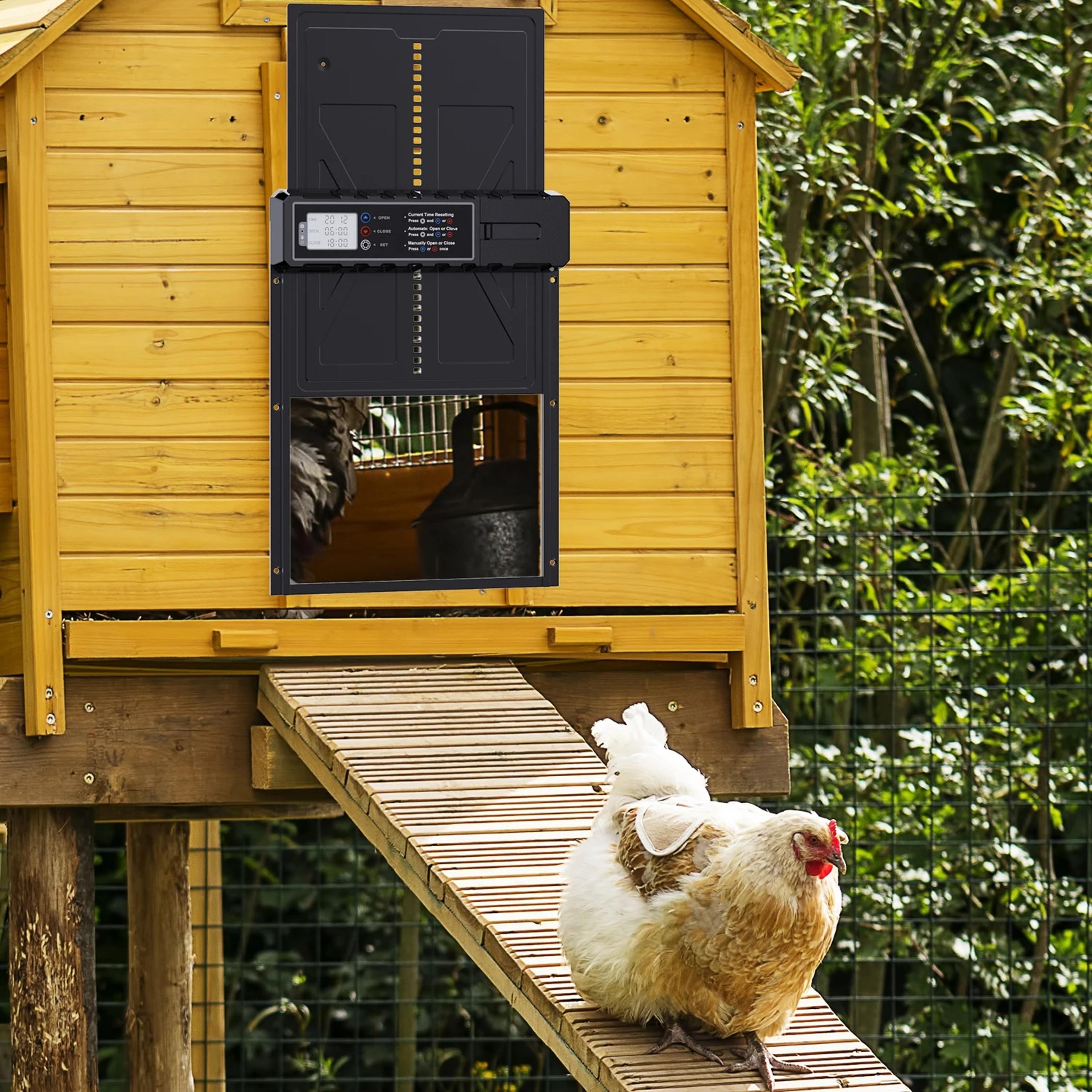 automatic poultry coop door with lcd timer & easy installation – battery operated