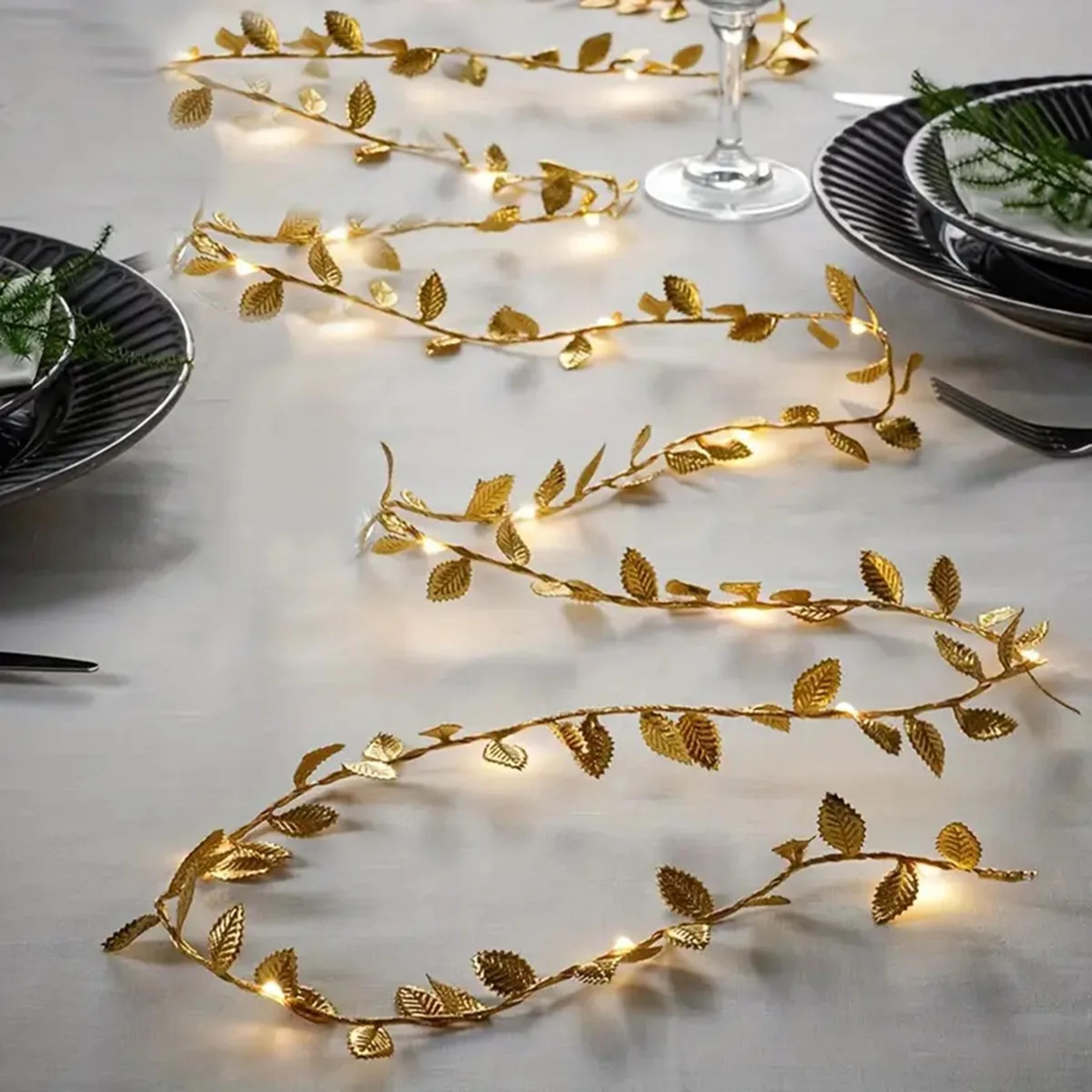 golden leaves fairy lights - battery-powered copper wire string lights for weddings, home parties, and diy xmas