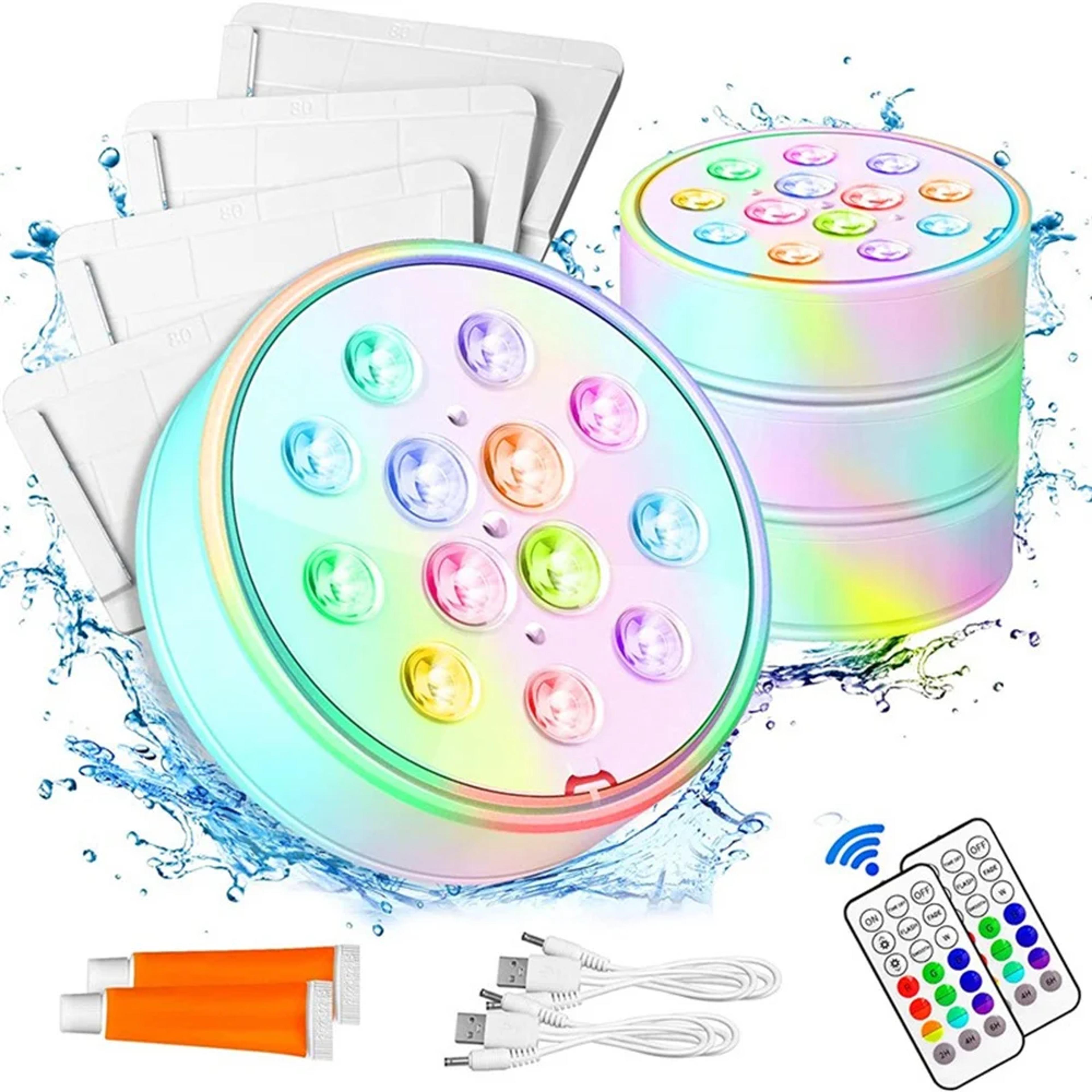 usb rechargeable pool lights with remote - waterproof submersible led pond lights for inground pool decor