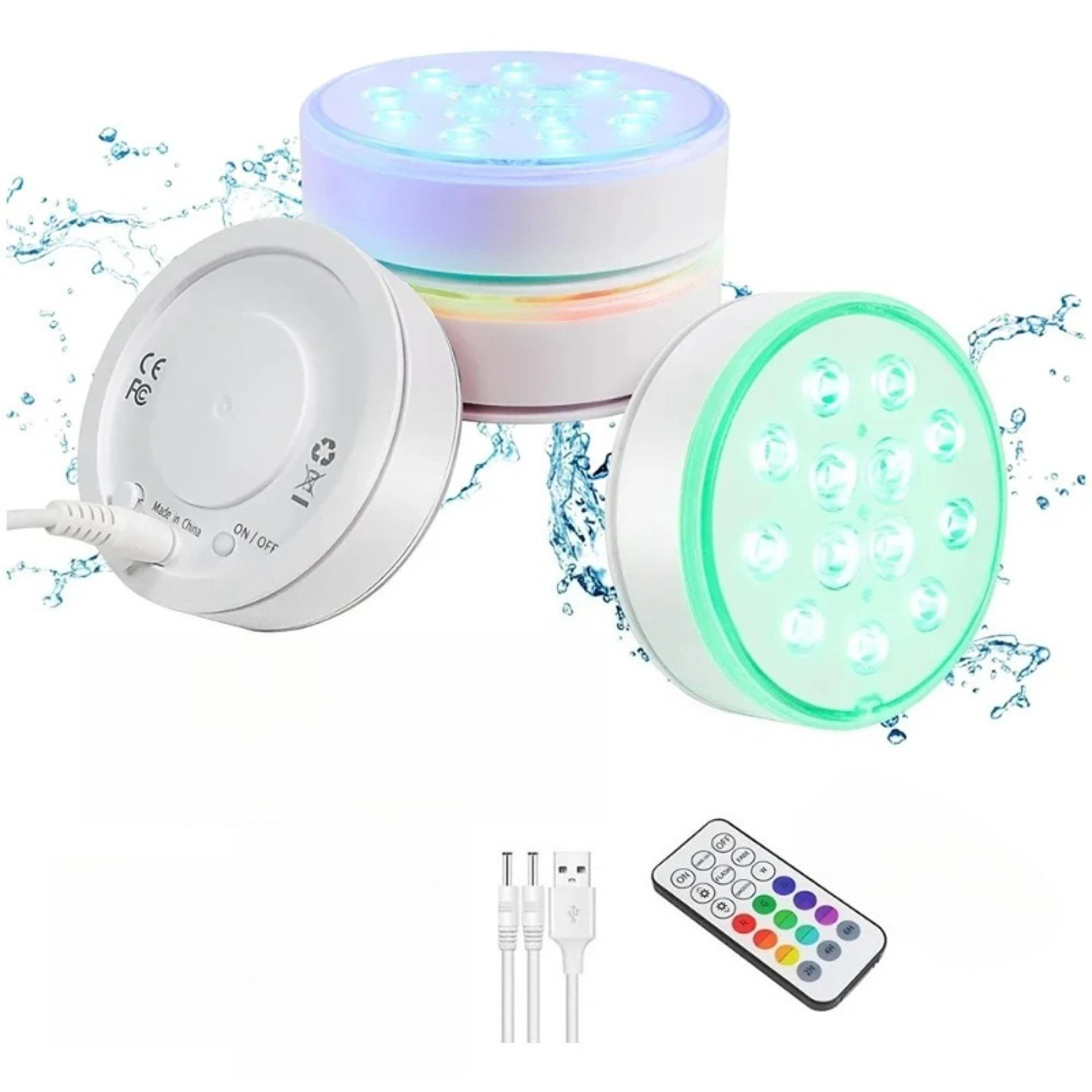 rechargeable submersible led pool lights with remote rf - ip68 waterproof underwater lights for inground pool decor