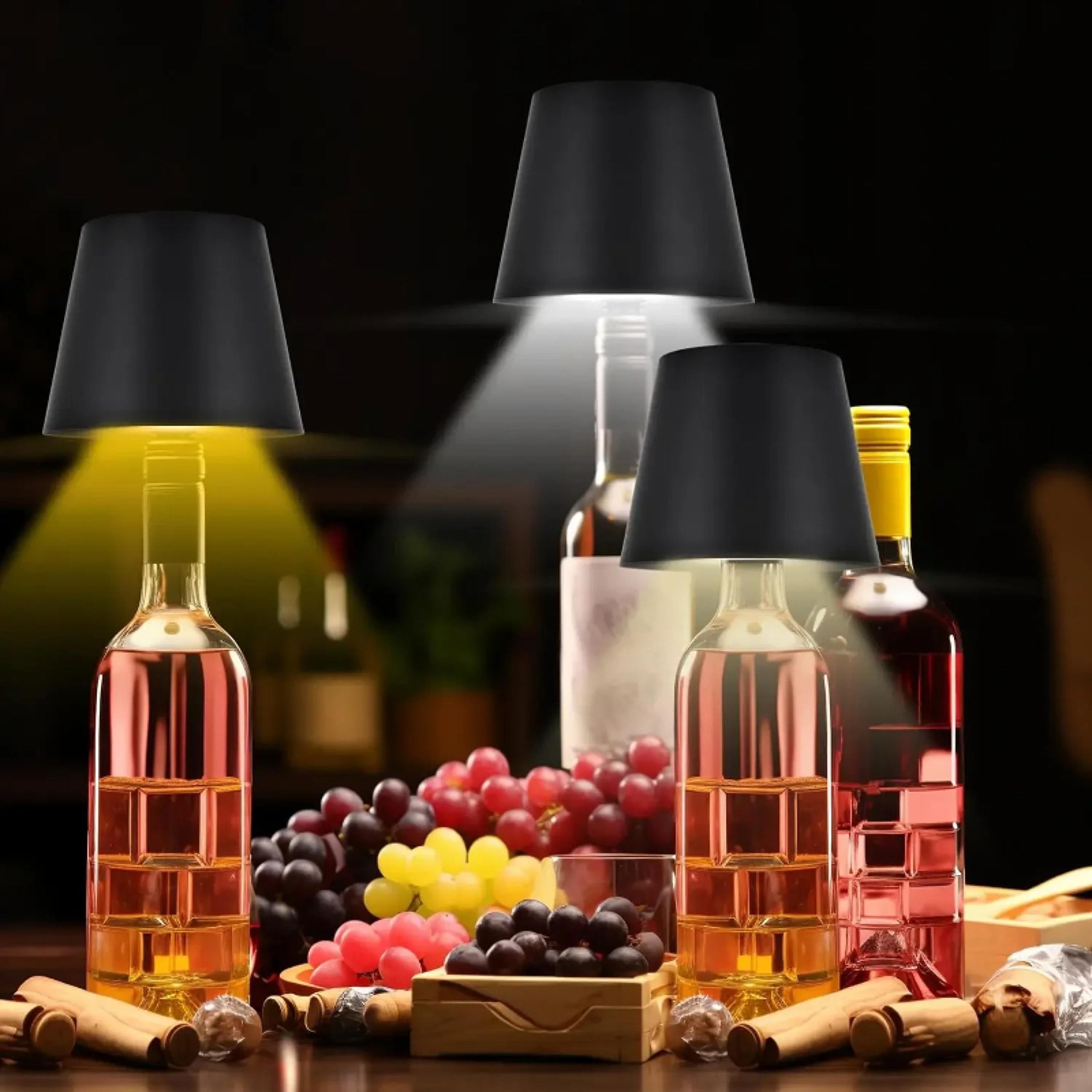wireless bottle table lamp with touch control – 3 colors and stepless dimming, night lamp for outdoor bar and wine