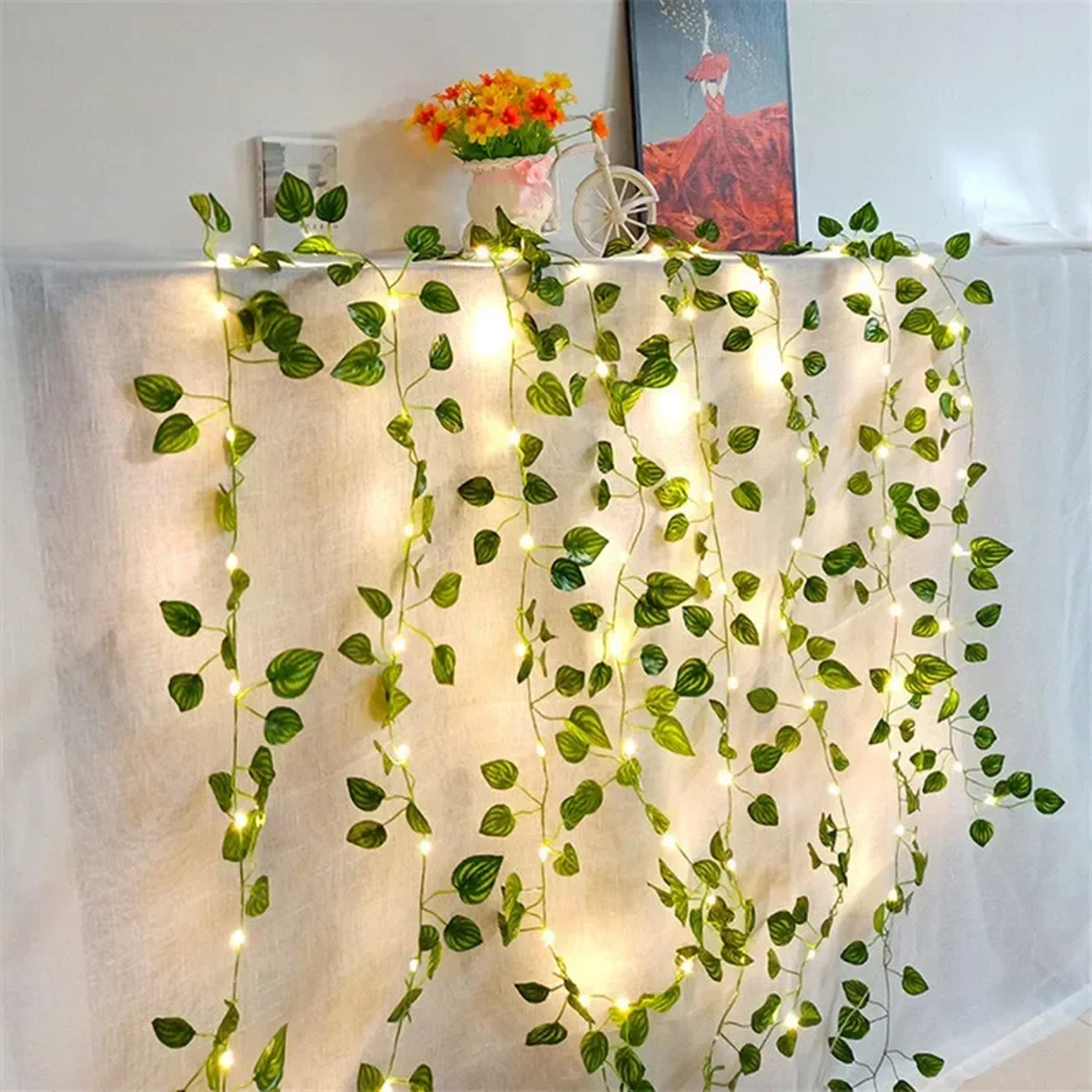 green leaf string lights - battery-powered christmas tree & wreath lights for home and courtyard decoration