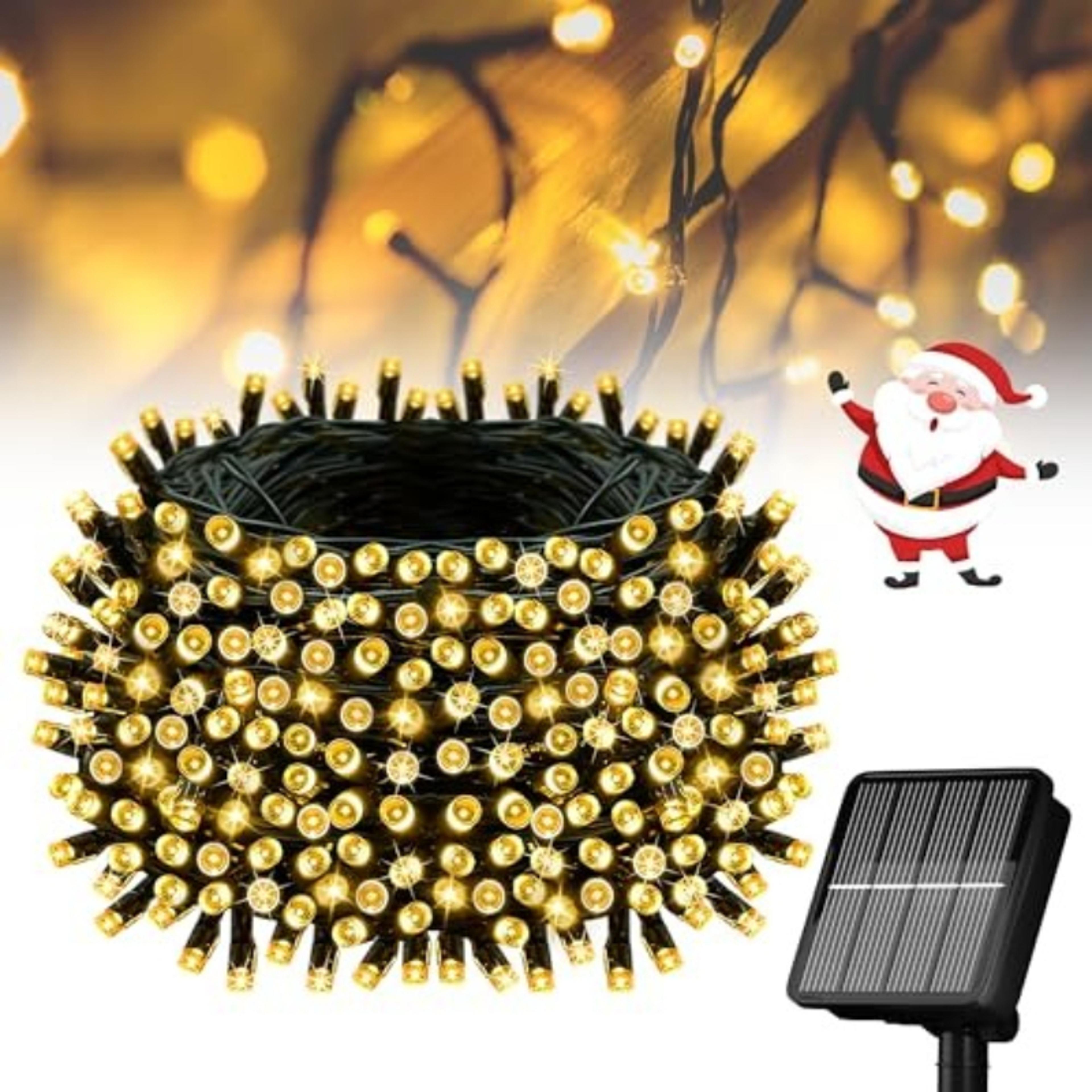 outdoor solar string fairy lights – waterproof garland with fast charging solar panel for christmas and garden decor