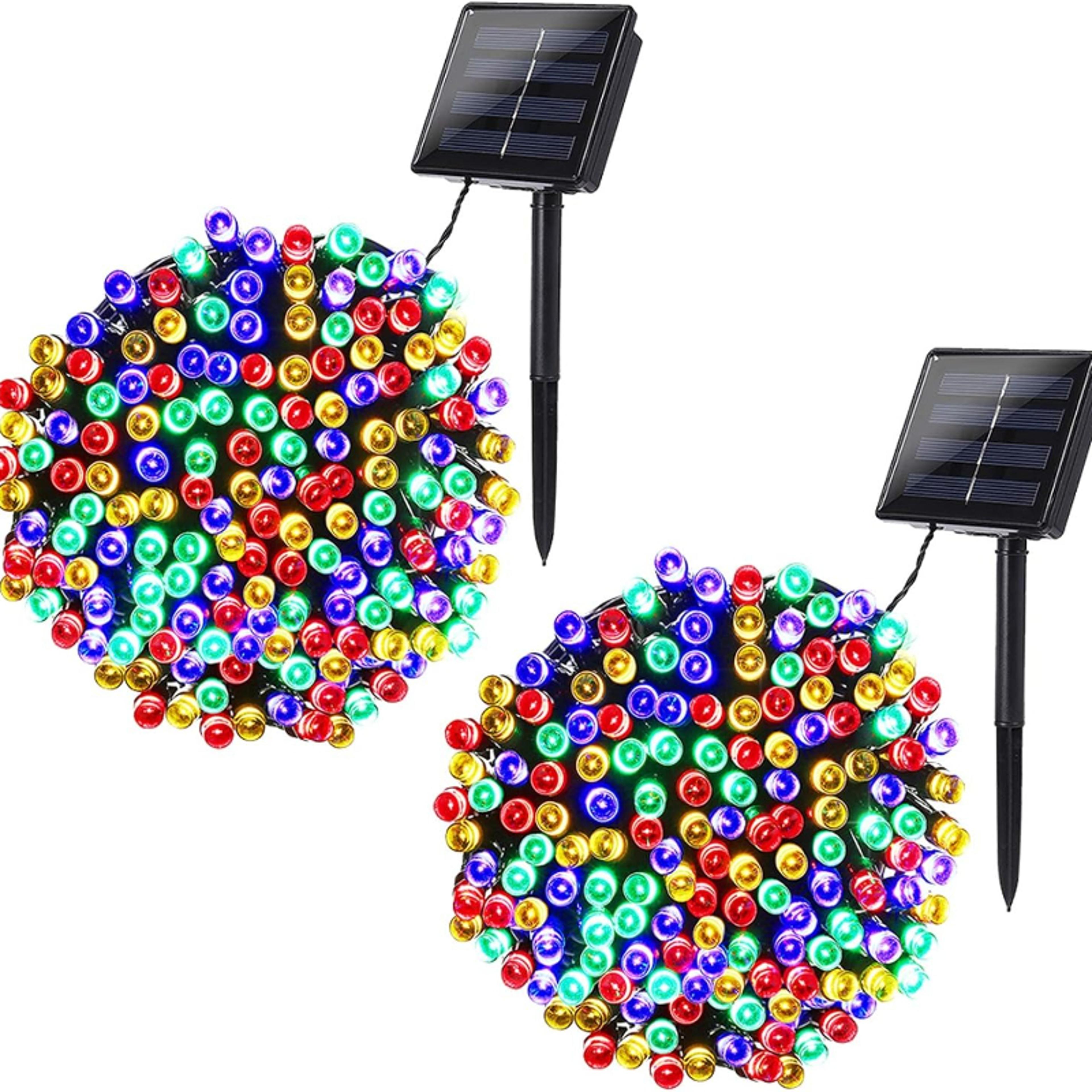 solar christmas lights - led multicolor outdoor waterproof lights with 8 modes for holiday decorations