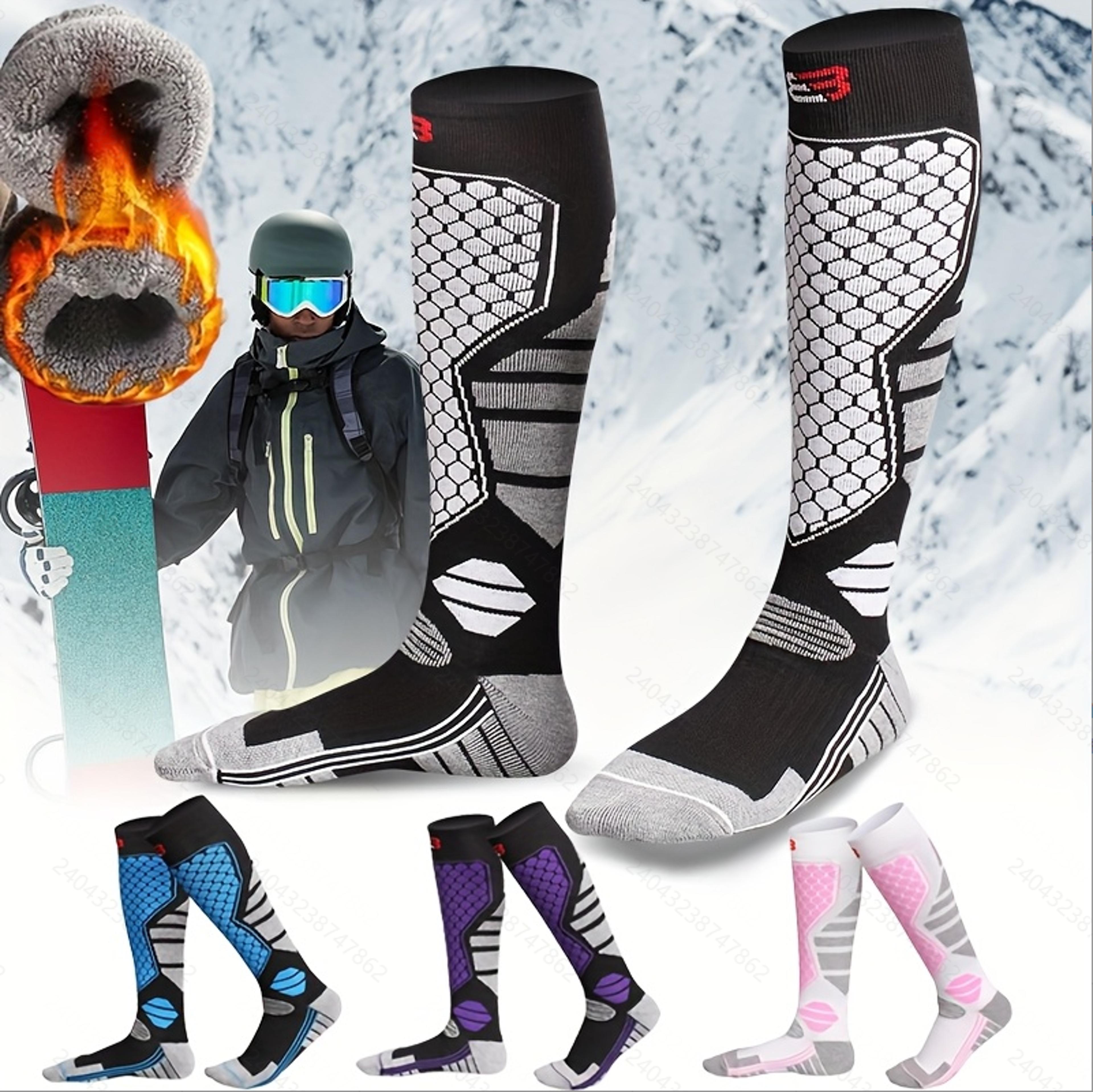 winter ski socks - anti-slip compression, thermal moisture-wicking knee-high snowboard socks