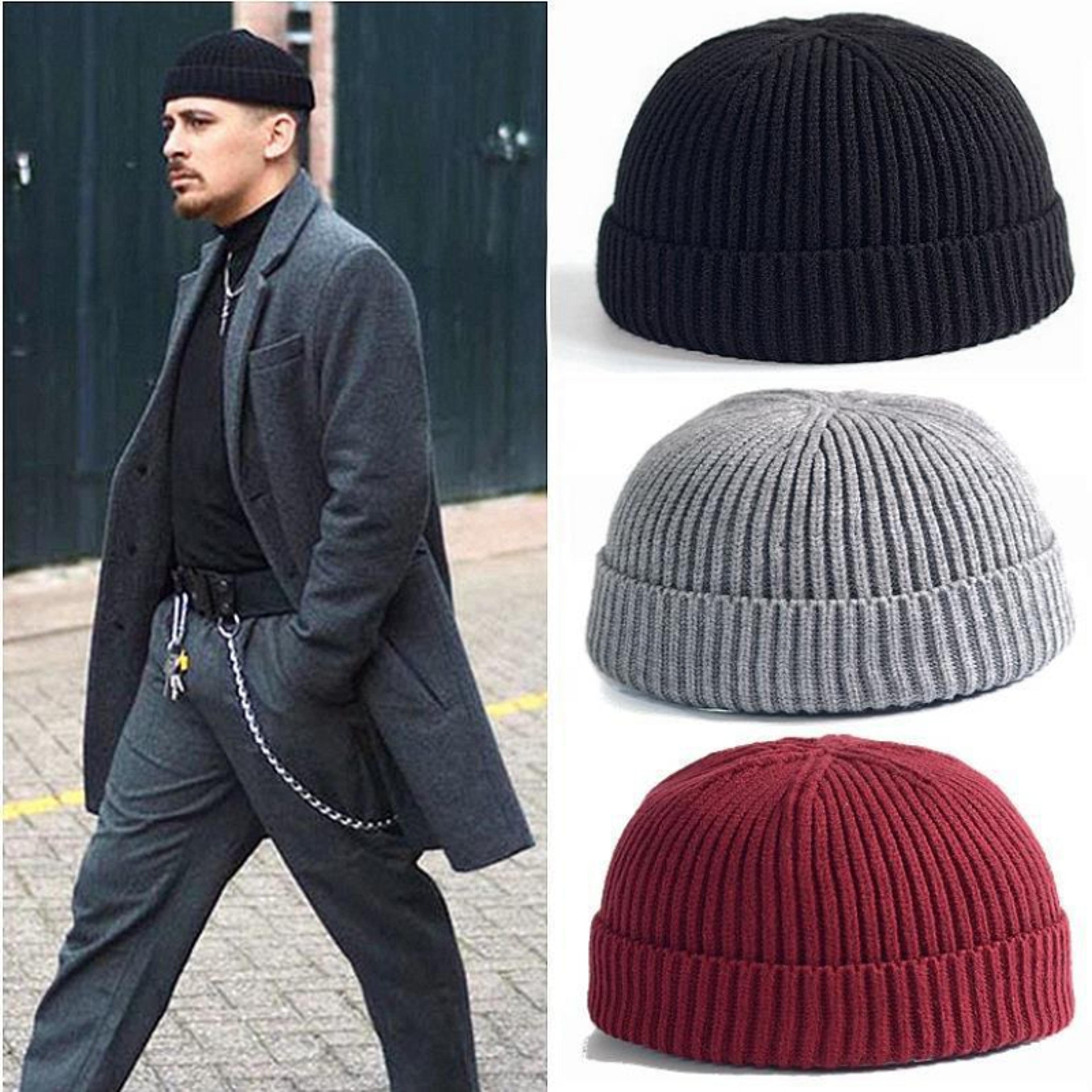 winter knitted beanie cap - warm, elastic thermal cuffed hat for running, cycling, and outdoor sports