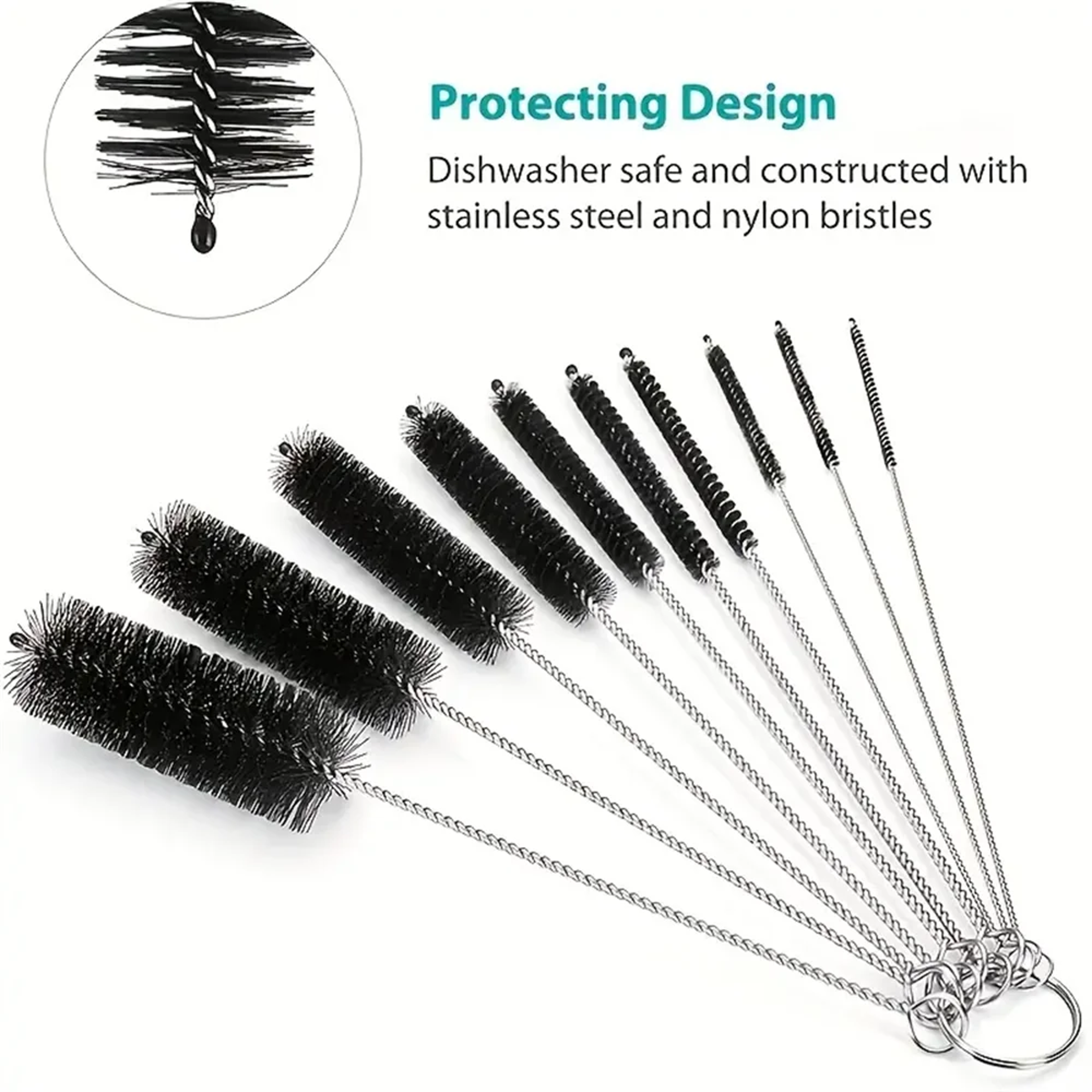 reusable bottle cleaning brushes, piece set eco-friendly straw cleaning brushes for bottles
