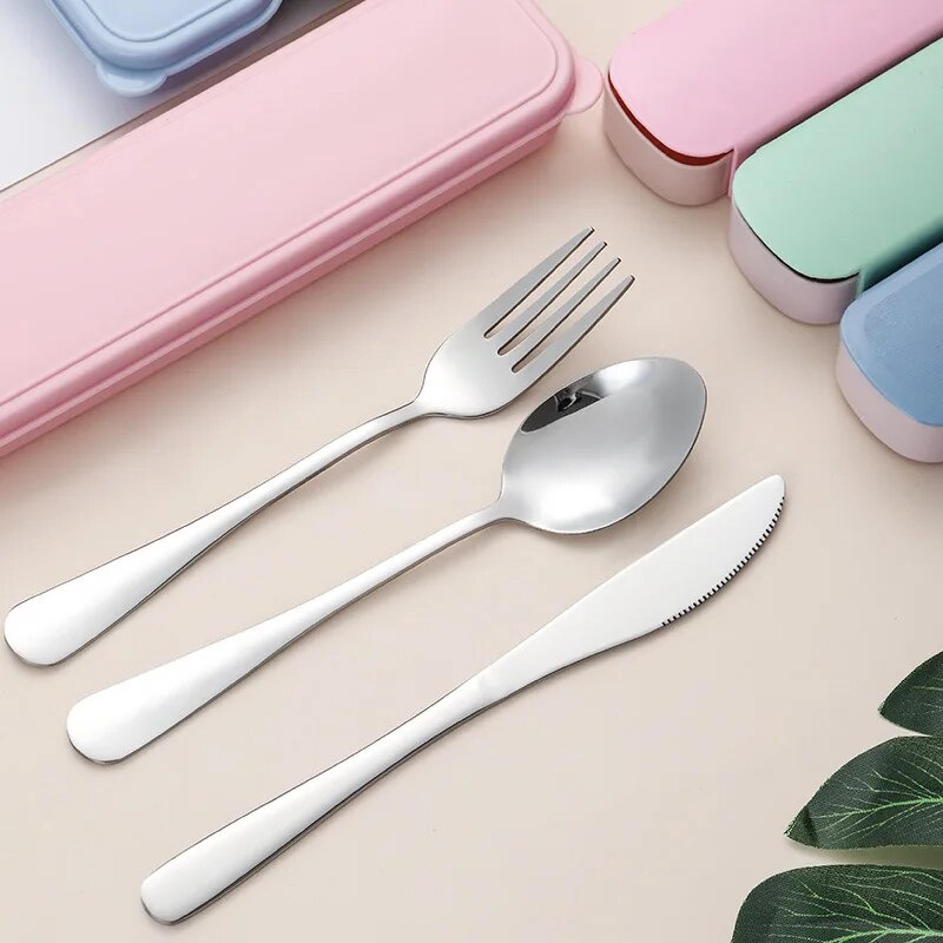 stainless steel cutlery set - knife, fork & spoon | mirror polished | portable, comfortable design for everyday