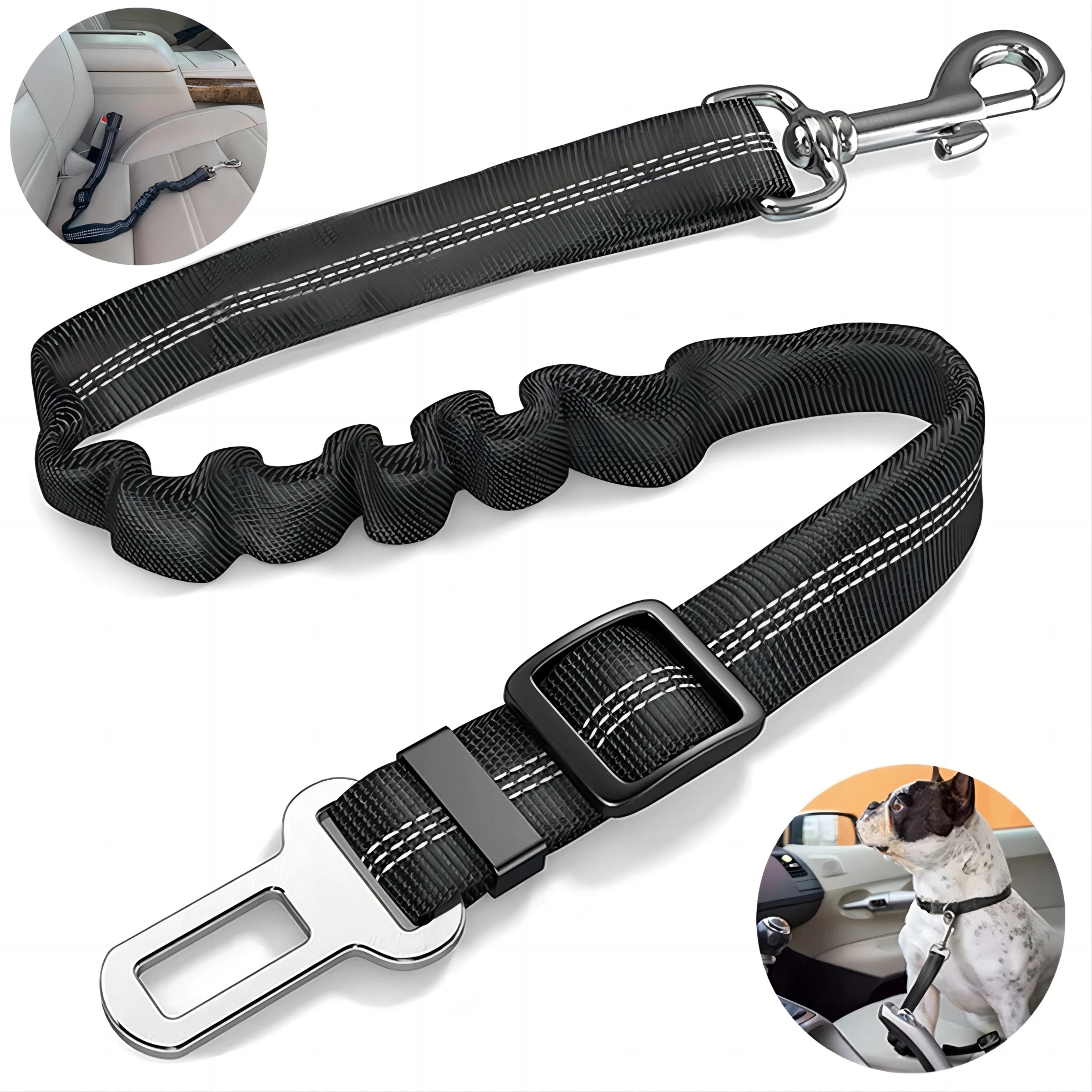 elastic nylon dog seat belt for small and large dogs – adjustable, reflective, durable travel safety rope