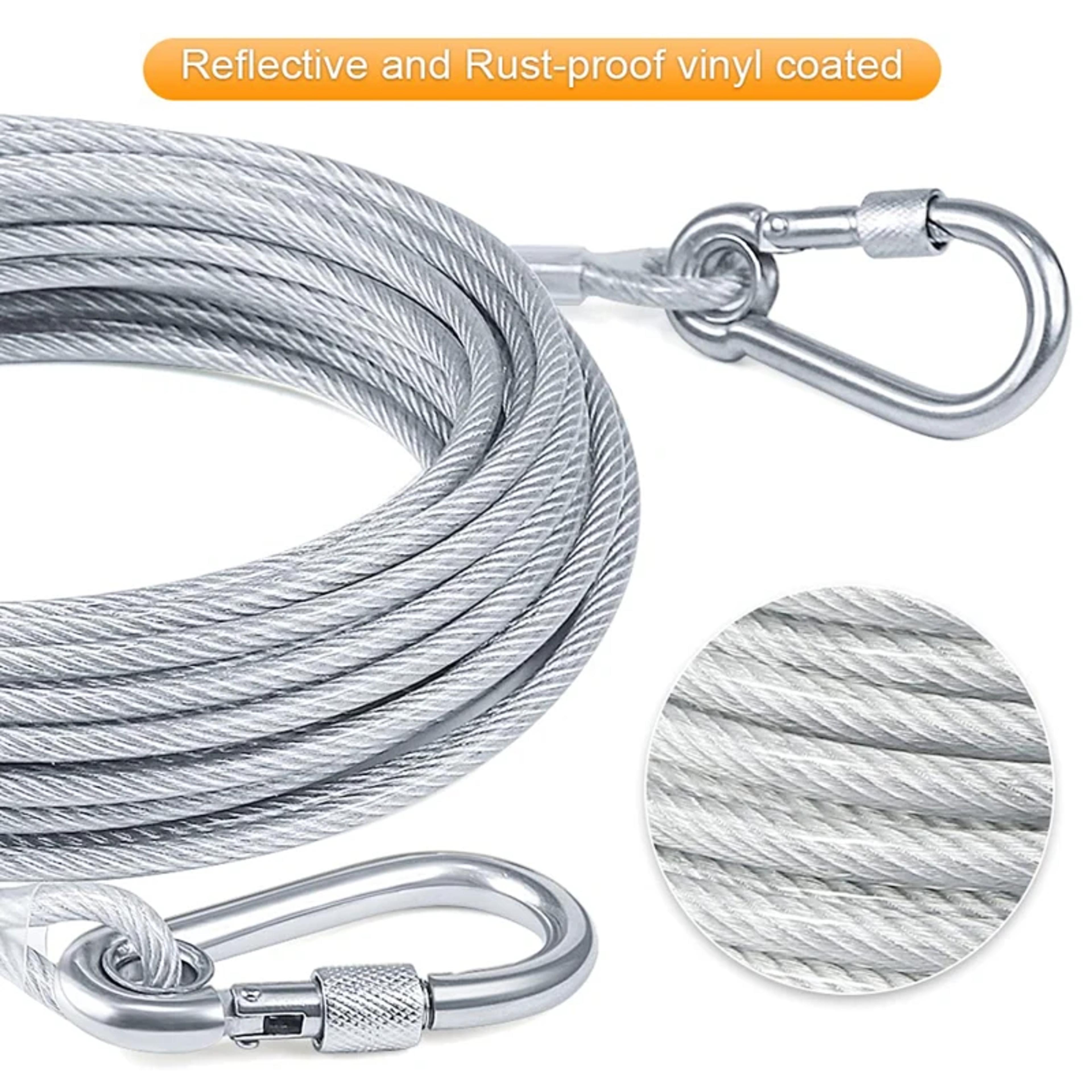 double-headed dog tie out cable leash heavy duty anti-rust steel wire training collar for outdoor use