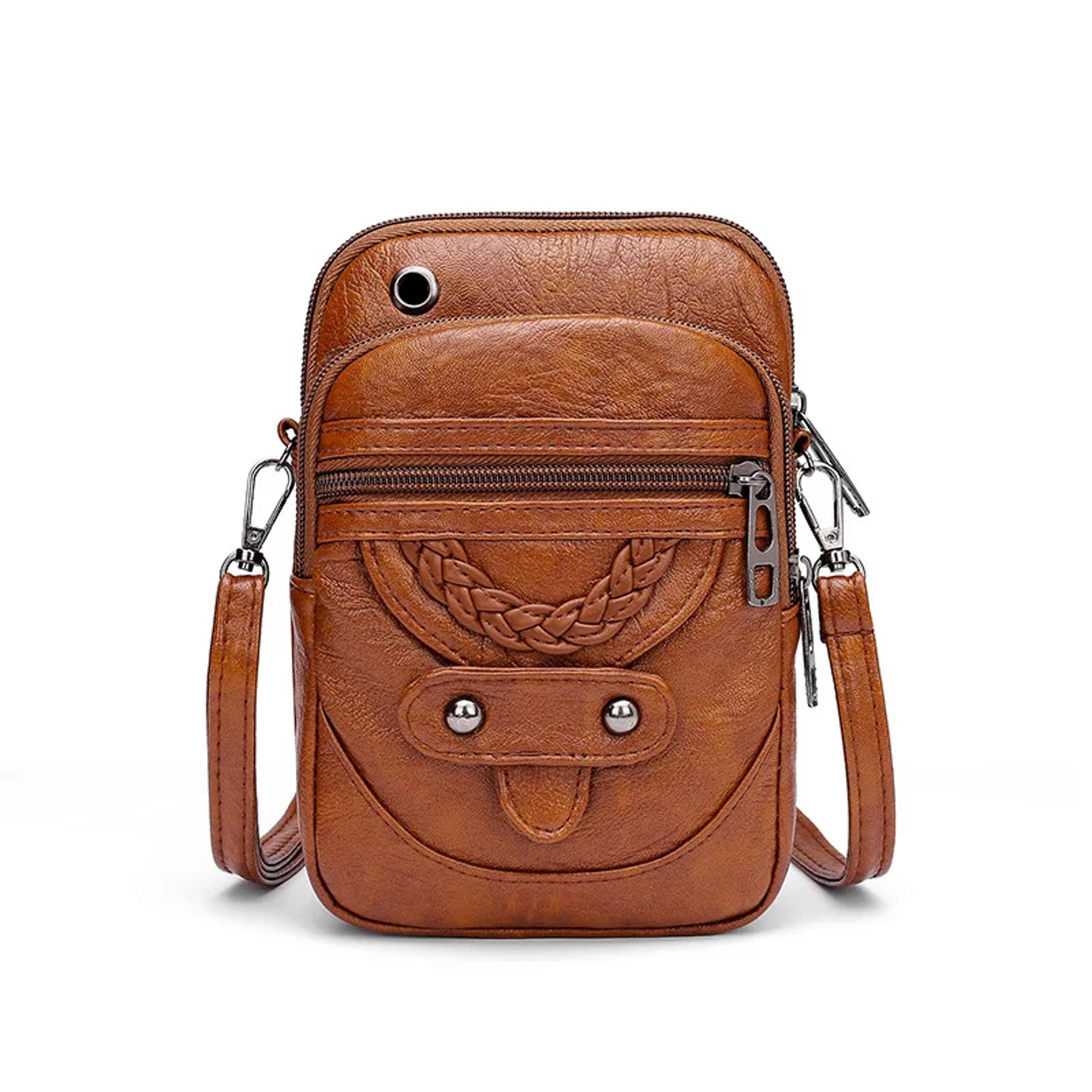 vintage pu leather crossbody bag for women – multi-functional small shoulder handbag with cash purse & cell phone holder