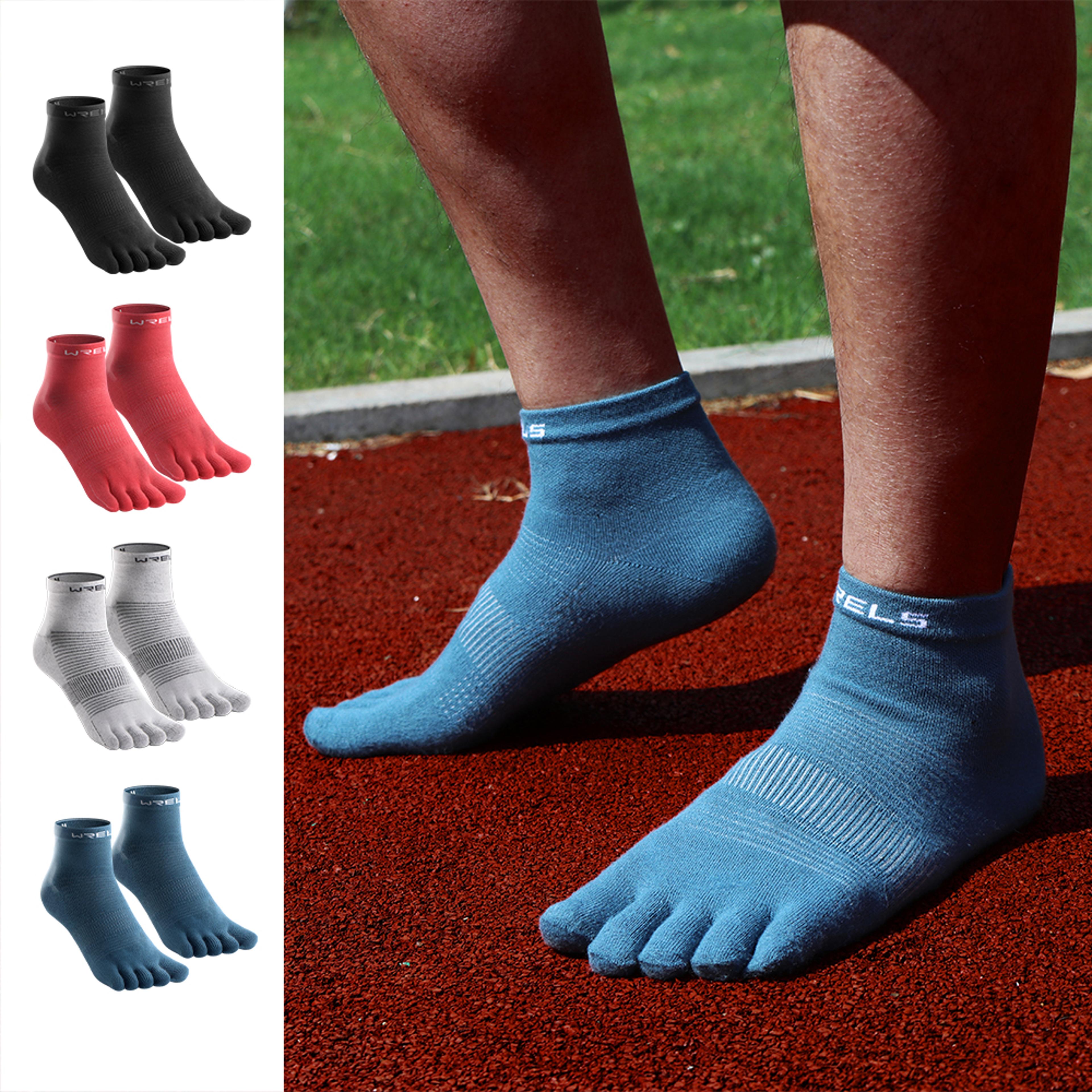 wrels quick-drying breathable coolmax split-toe sports socks for running, fitness & cycling