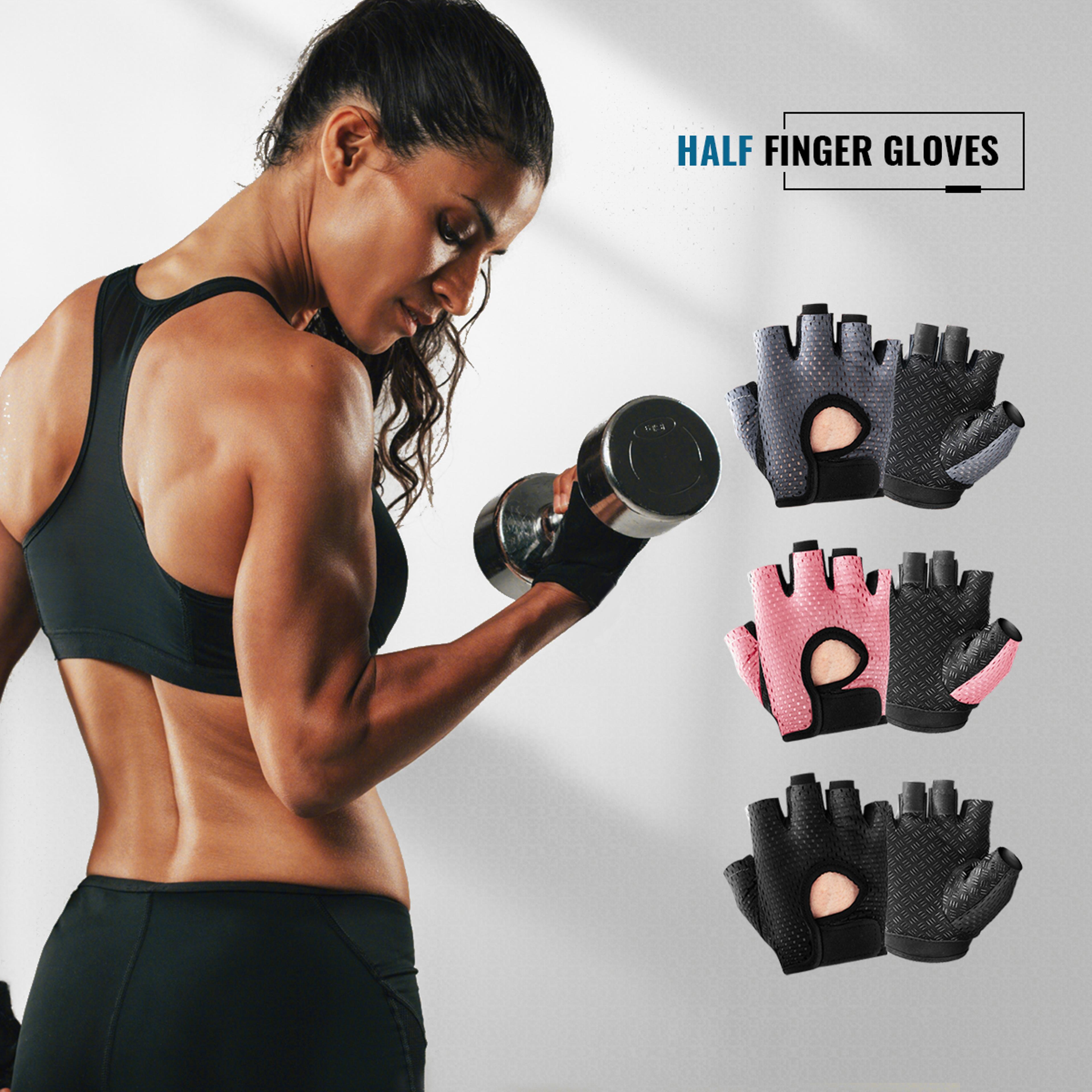 breathable gym gloves for women – anti-slip, half finger gloves for weightlifting, cycling, yoga & fitness