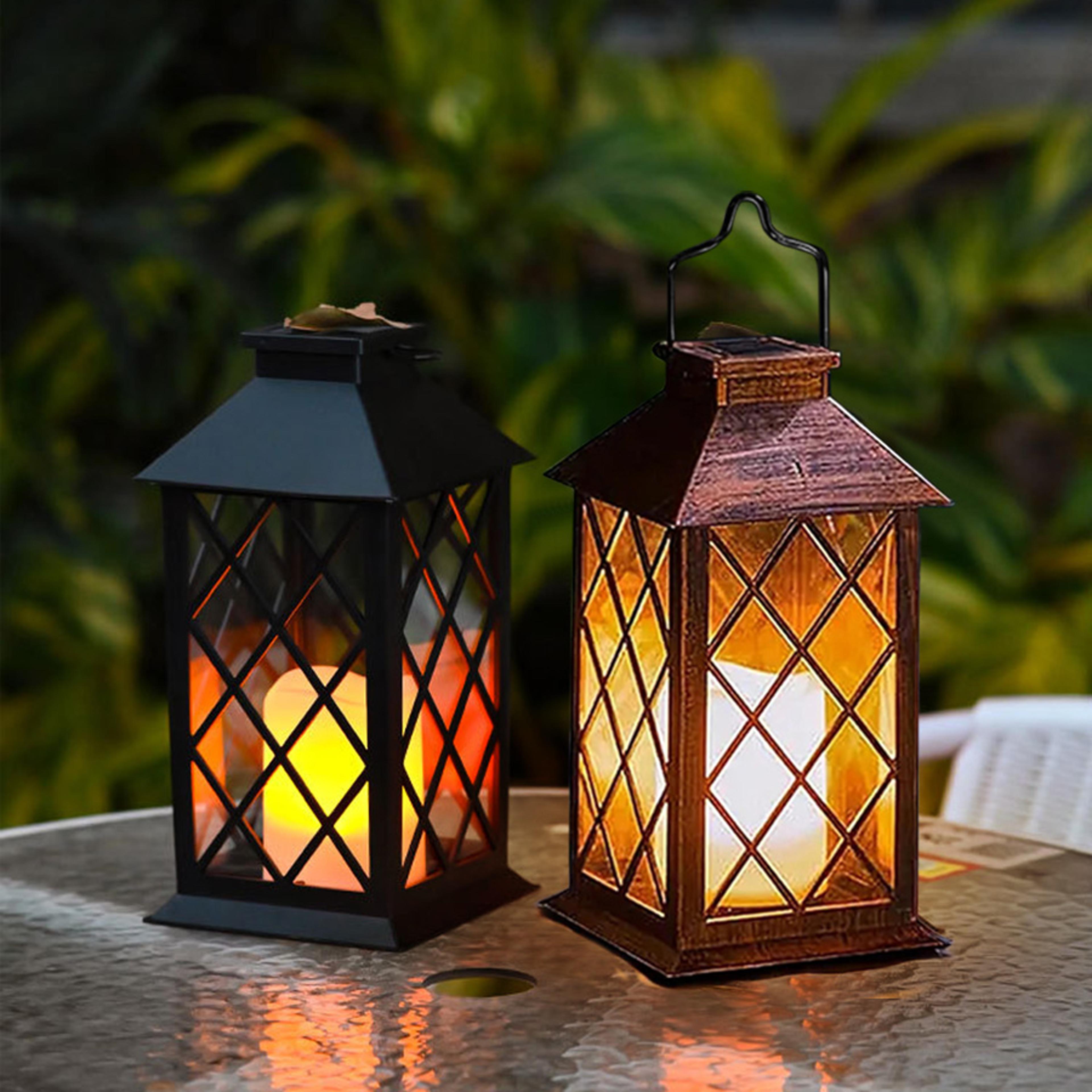 solar lantern candle light - outdoor hanging garden decor, waterproof solar lights for lawn & landscape