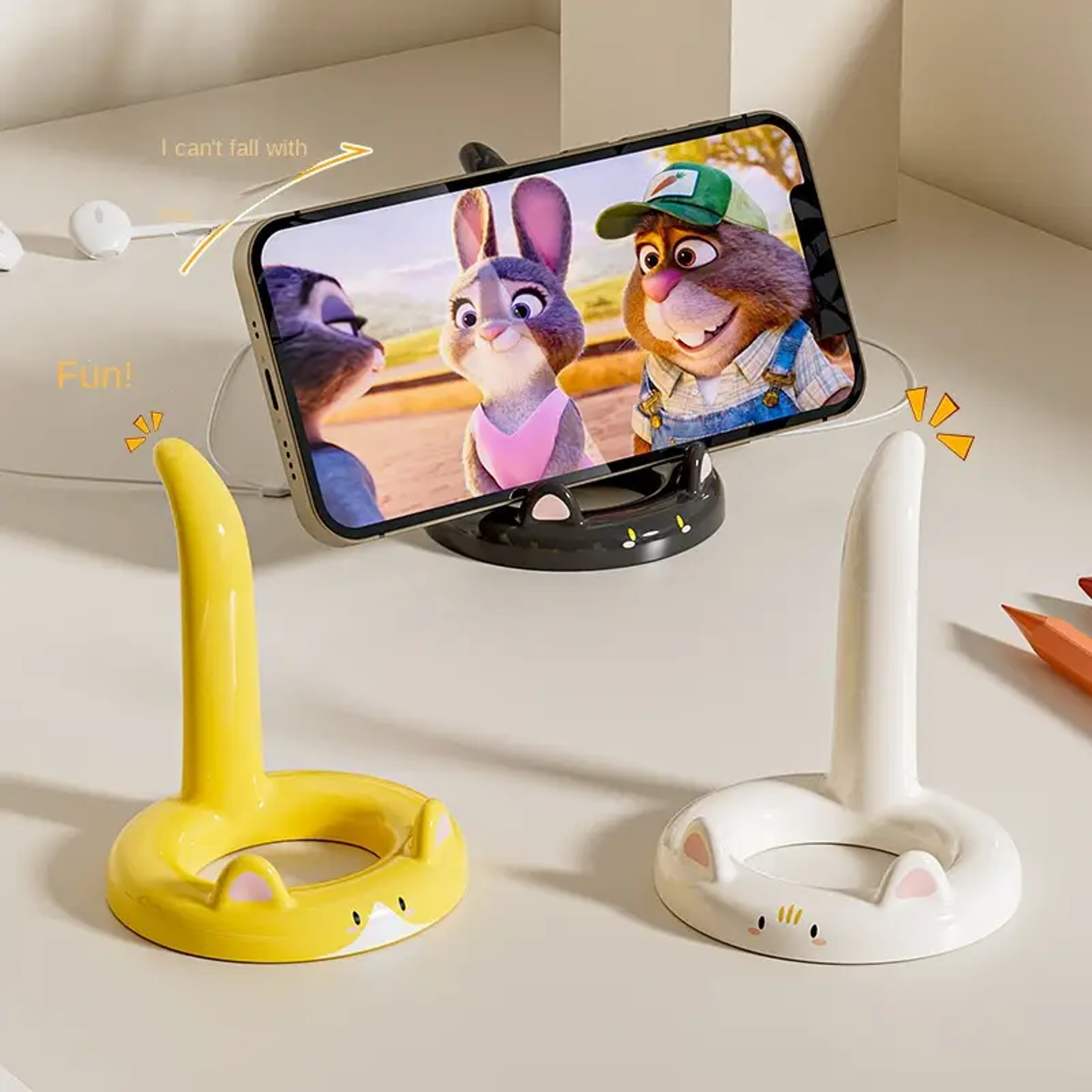 cartoon cat phone stand – adjustable angle, cute desktop holder for watching videos & calls, compatible with most