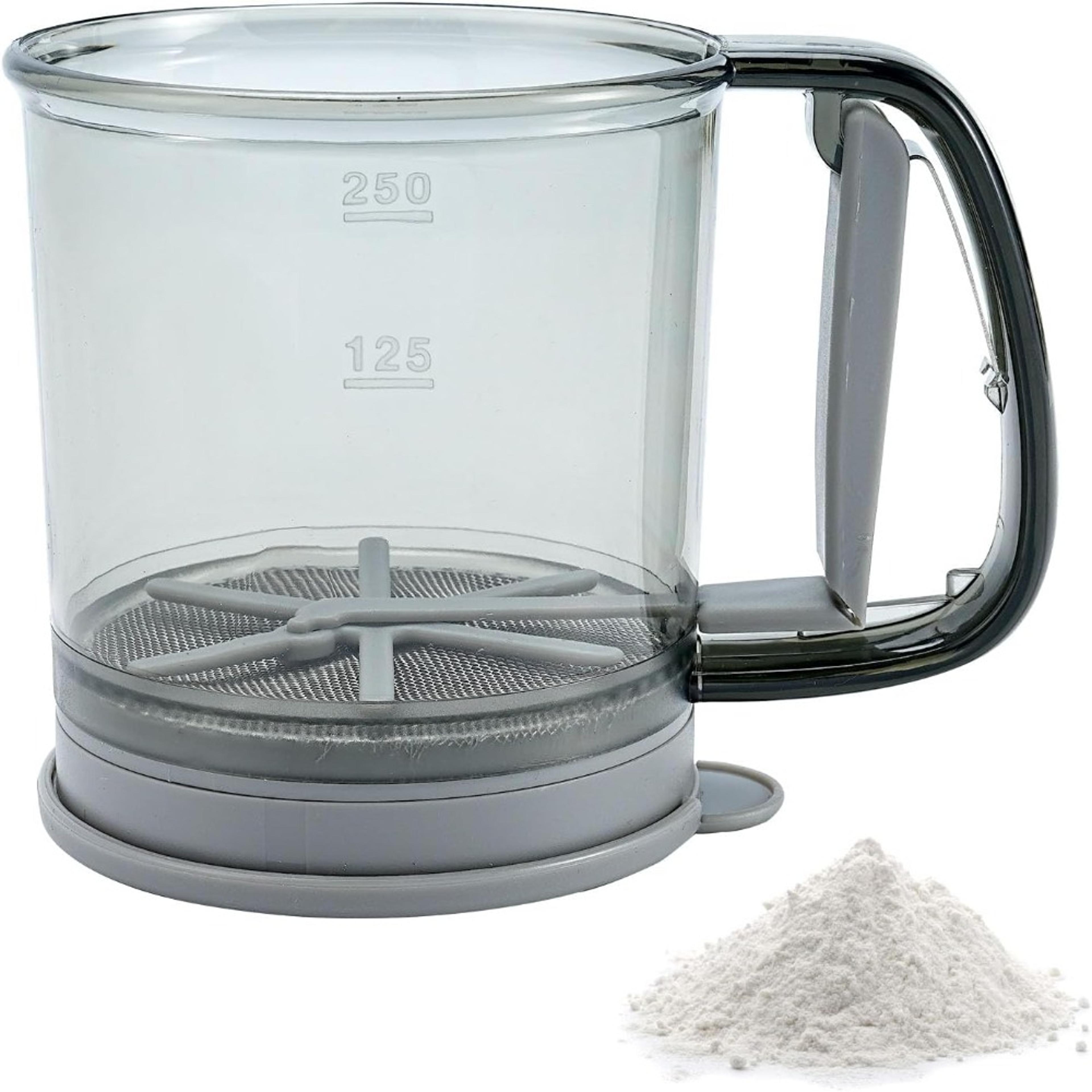 portable manual flour sifter for baking - fine mesh, press design