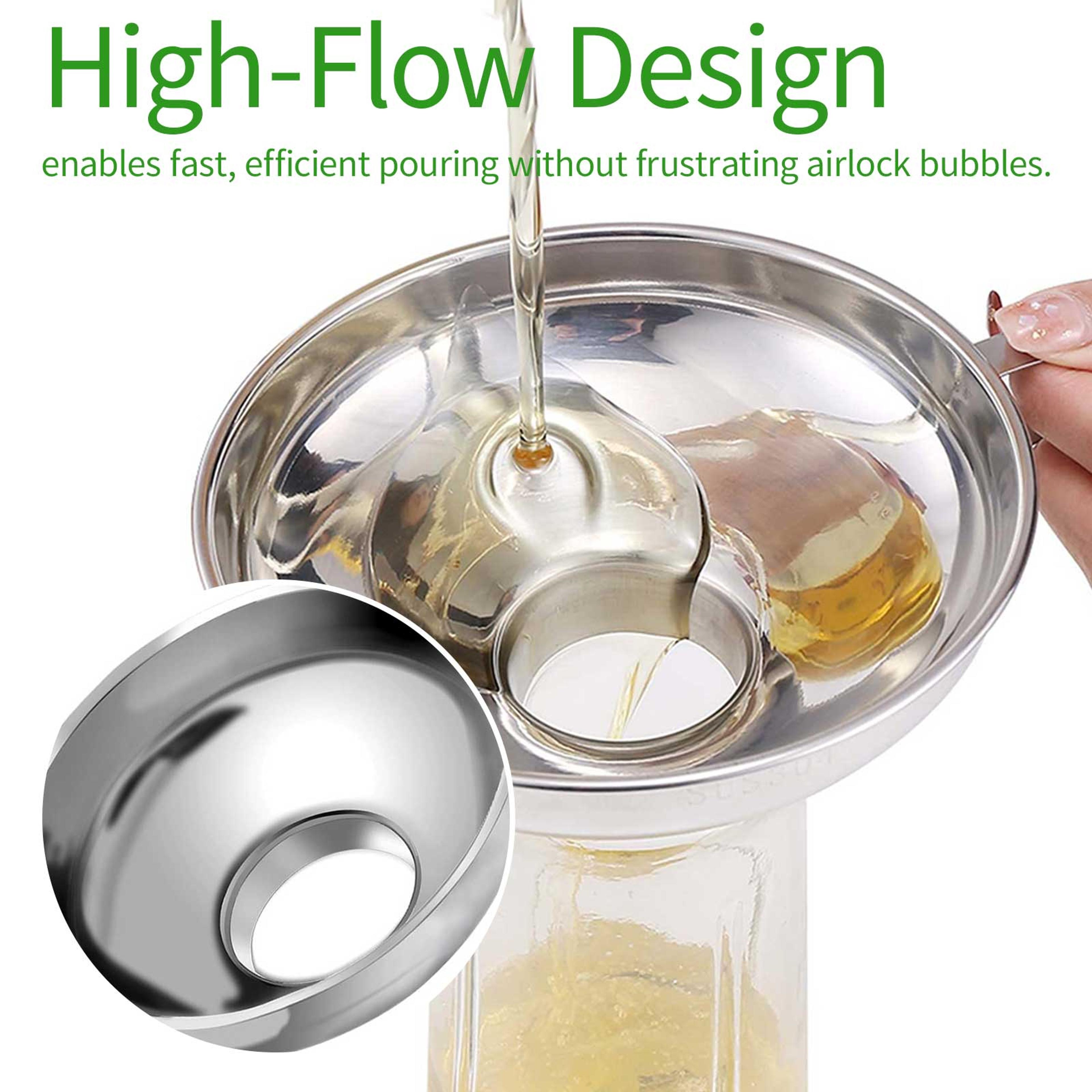 stainless steel funnel with handle for easy liquid transfer – ideal for jars, serums, jam, oils, spices & more