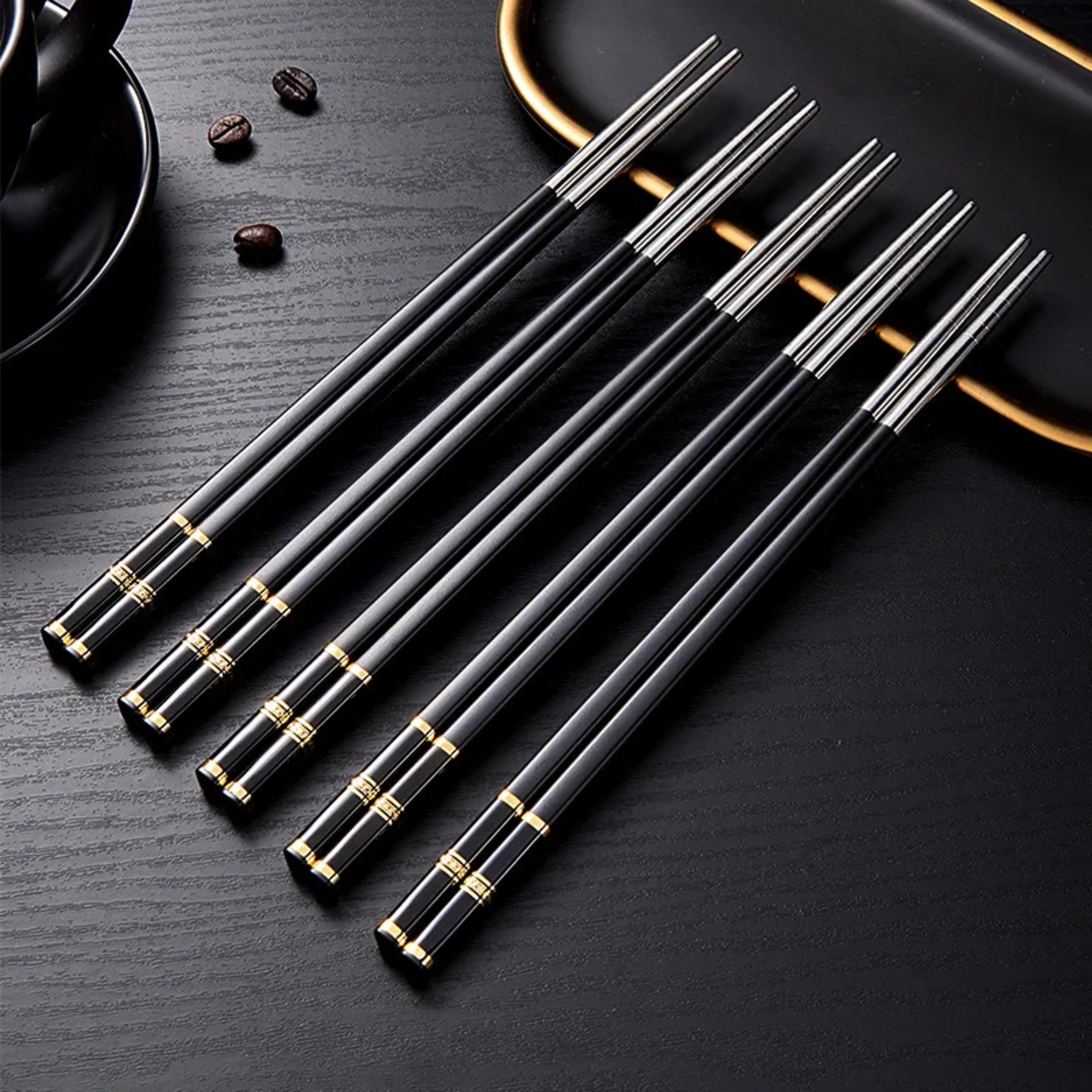 premium alloy chopsticks pairs reusable non-slip metal sushi sticks for dining