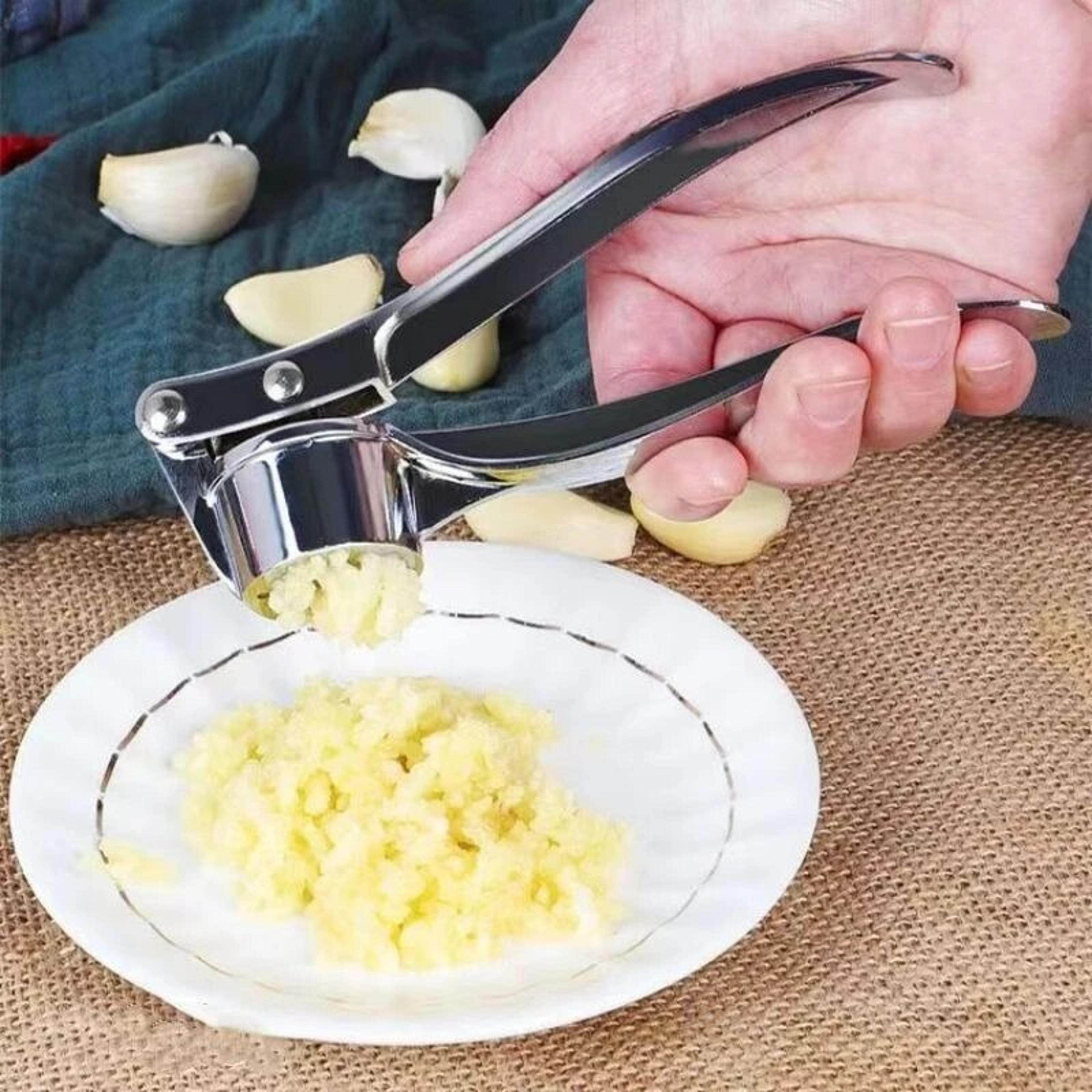 garlic press multifunctional zinc alloy stainless steel manual pull type garlic punch with anti-skid grip
