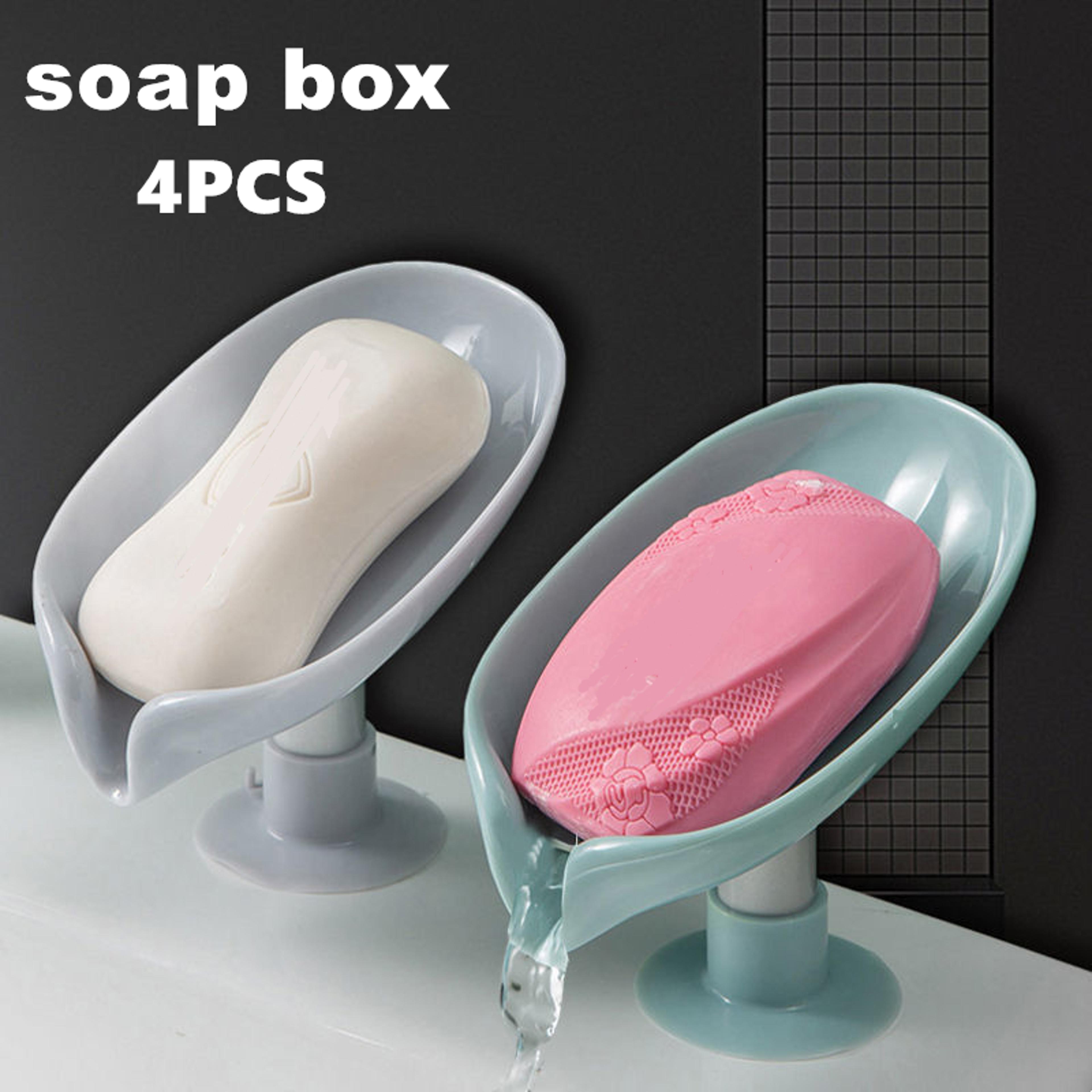 leaf design self-draining soap box with suction cup – decorative bathroom soap tray organizer