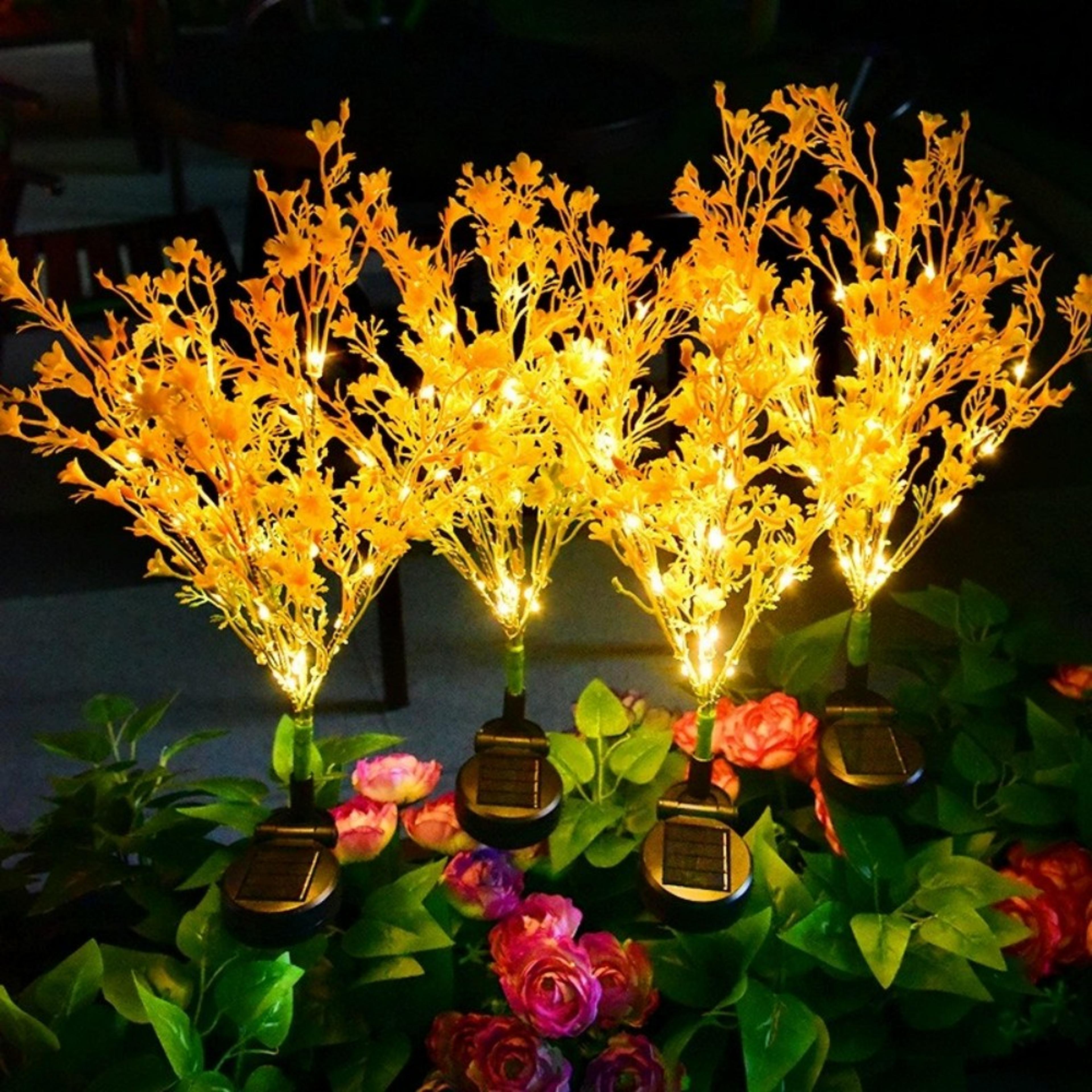 head solar rapeseed flower outdoor ground light for garden, pathway, patio, and lawn decoration