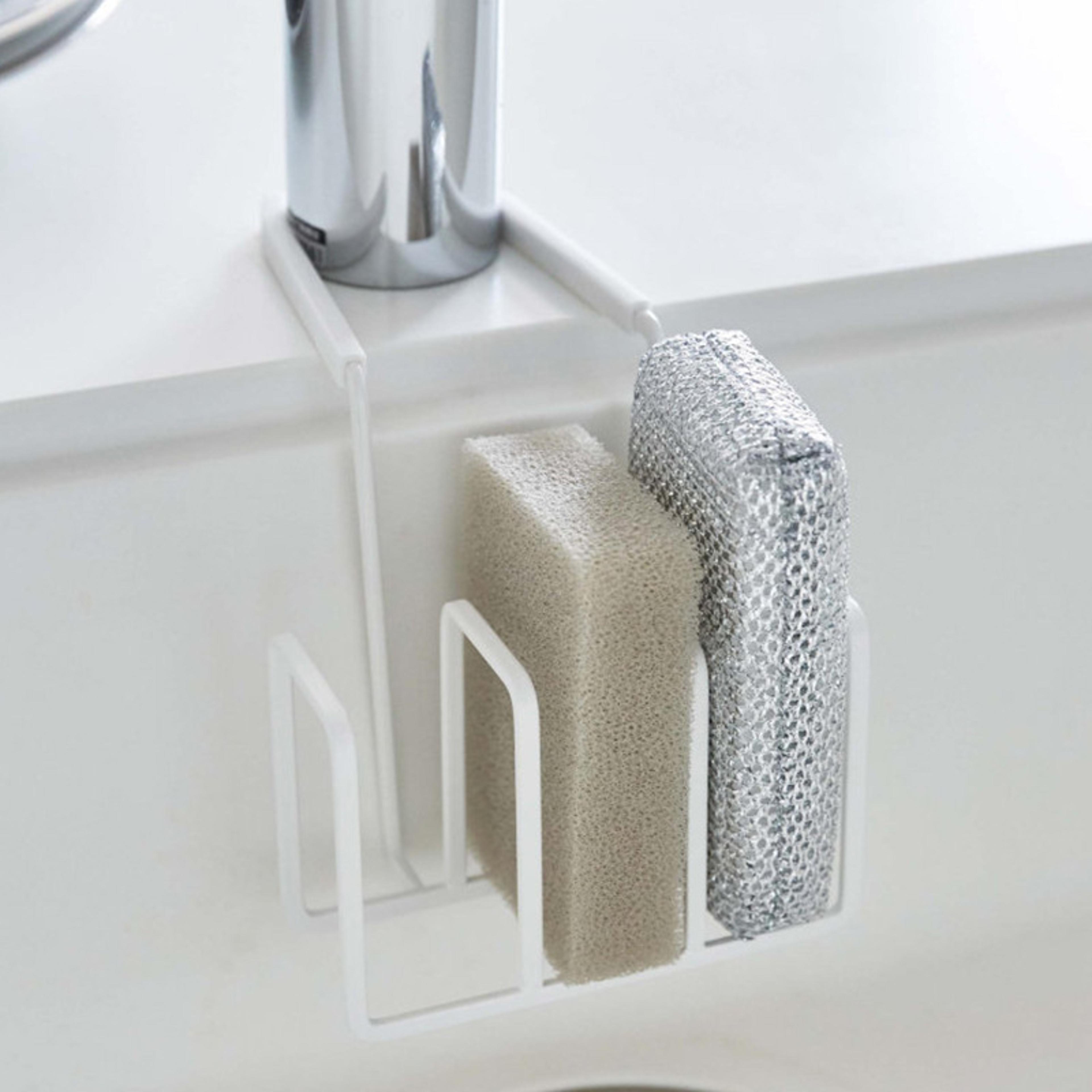 multi-functional faucet sink storage rack – stainless steel sponge drain rack, space-saving kitchen organizer