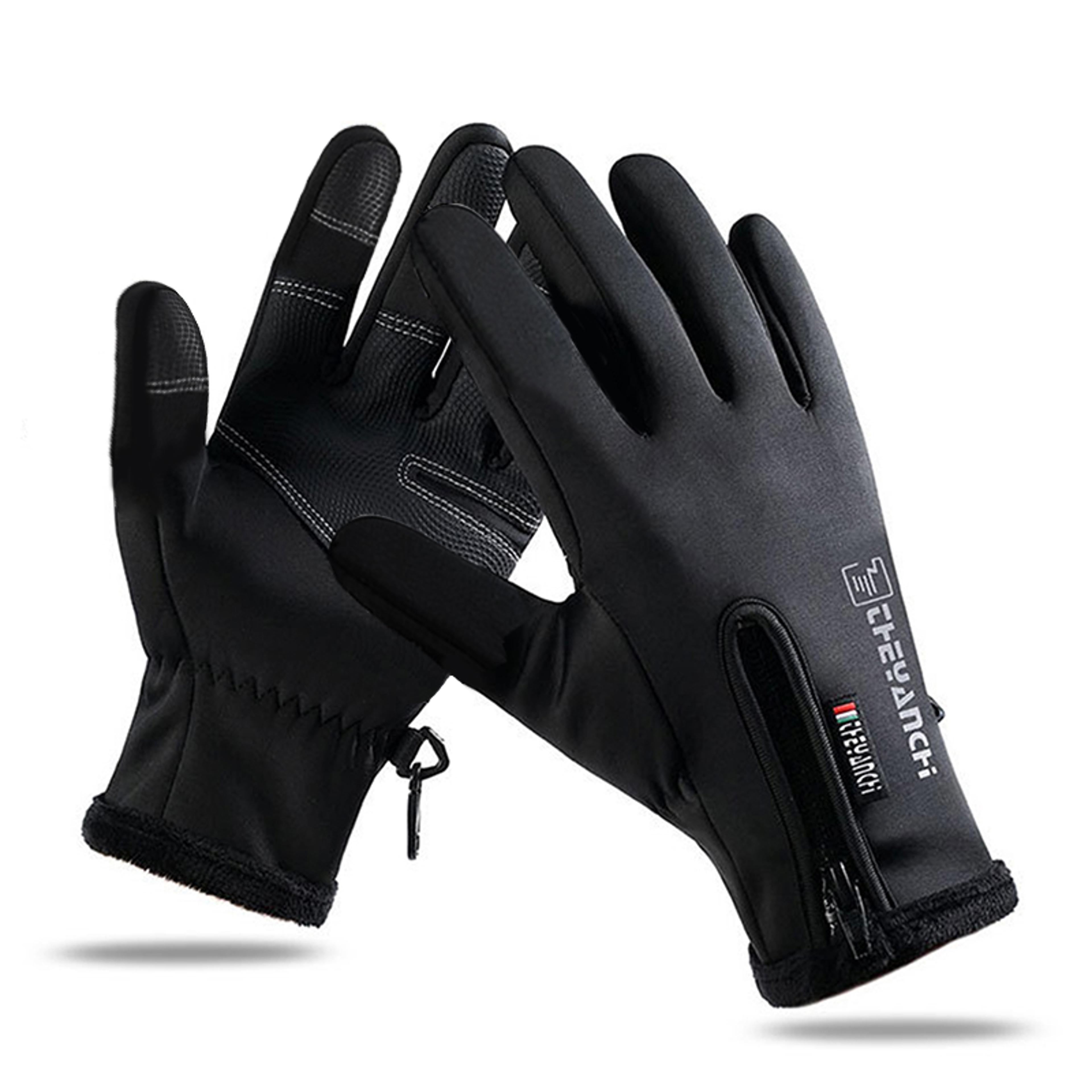 winter gloves for men, thermal fleece lined, non-slip, touch screen motorbike riding & mountaineering