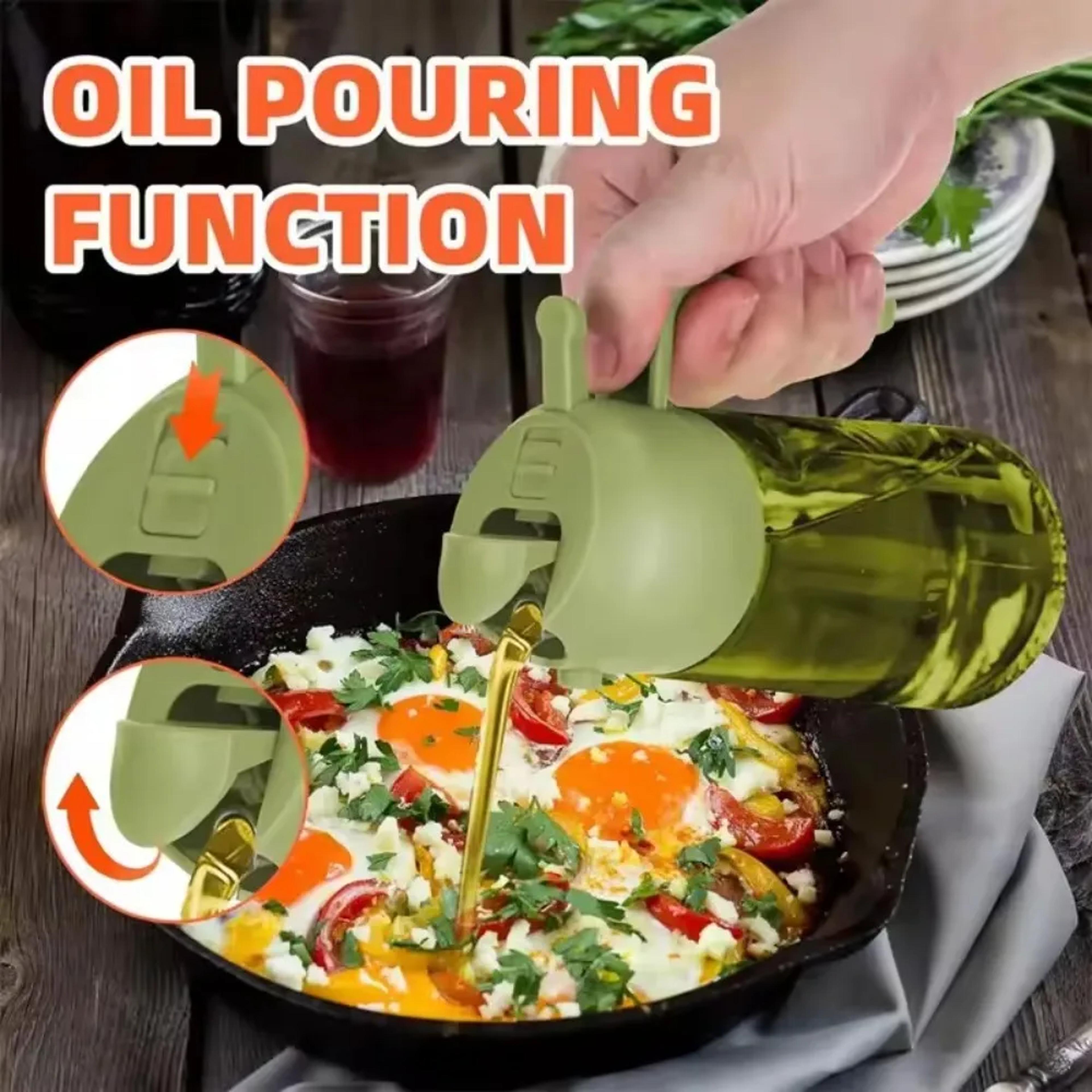olive oil dispenser bottle - dark green glass with light-blocking sprayer for cooking