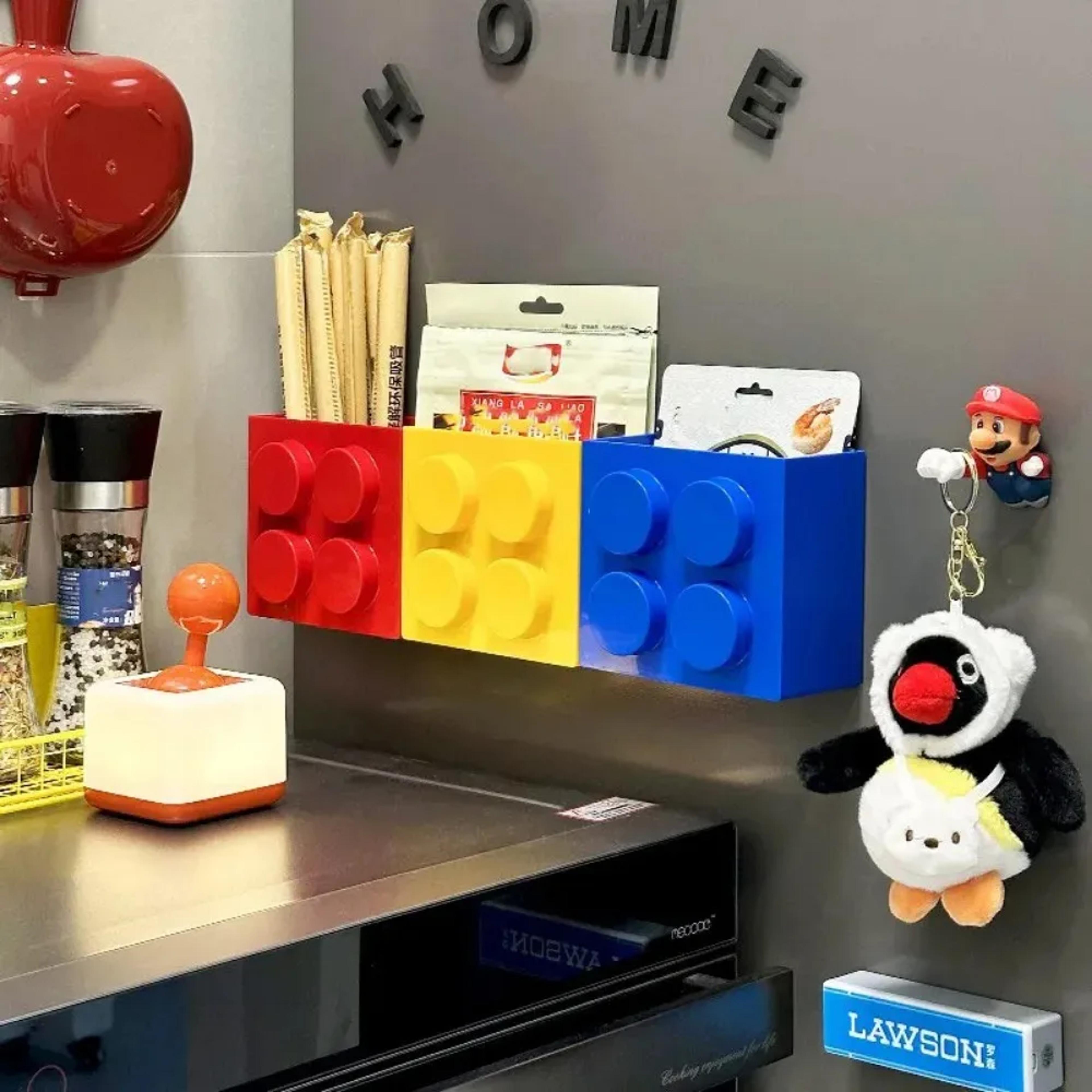 magnetic refrigerator storage box - block-shaped kitchen organizer with holiday themed decor