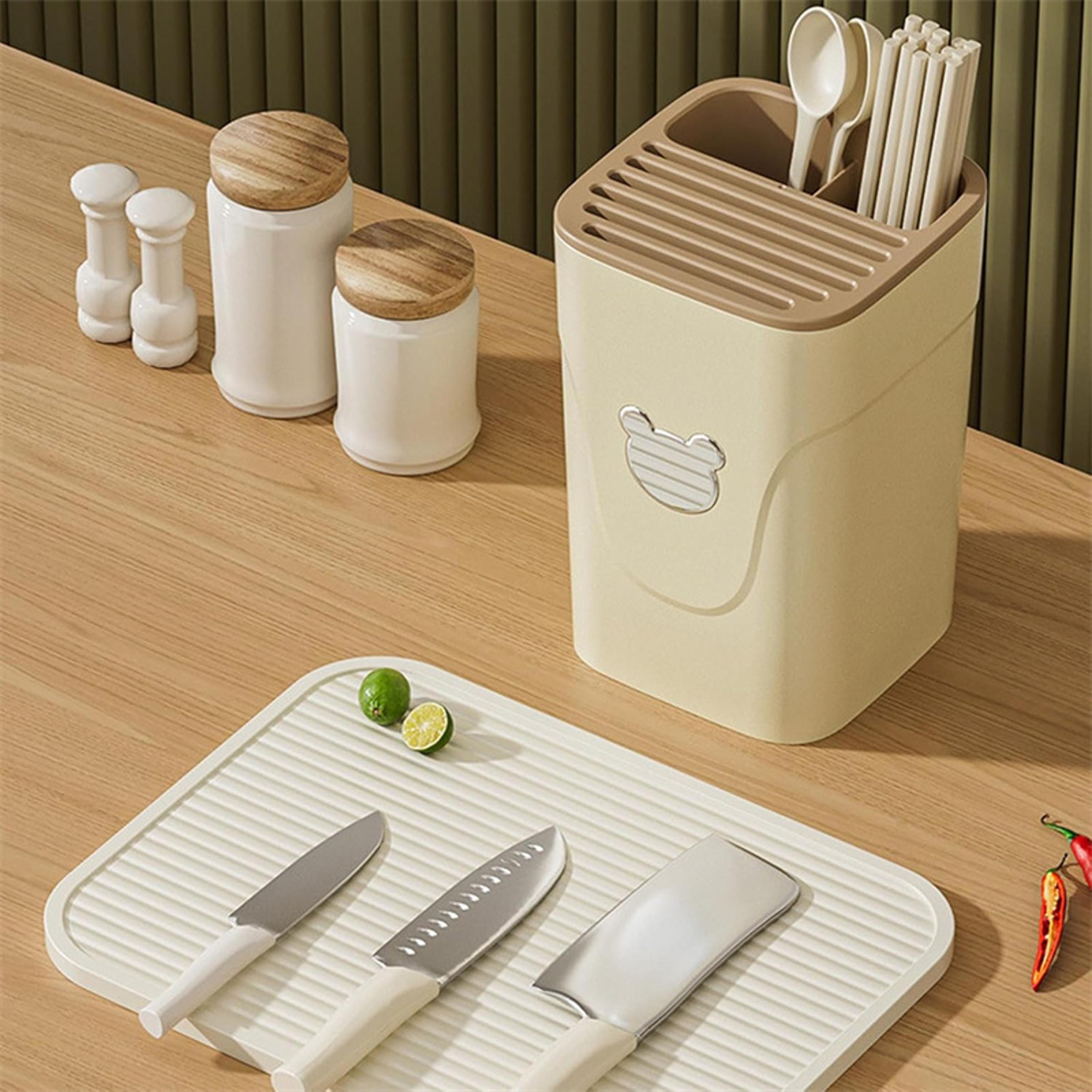 multi-purpose acrylic knife block holder – transparent kitchen cutlery storage rack for home & tableware