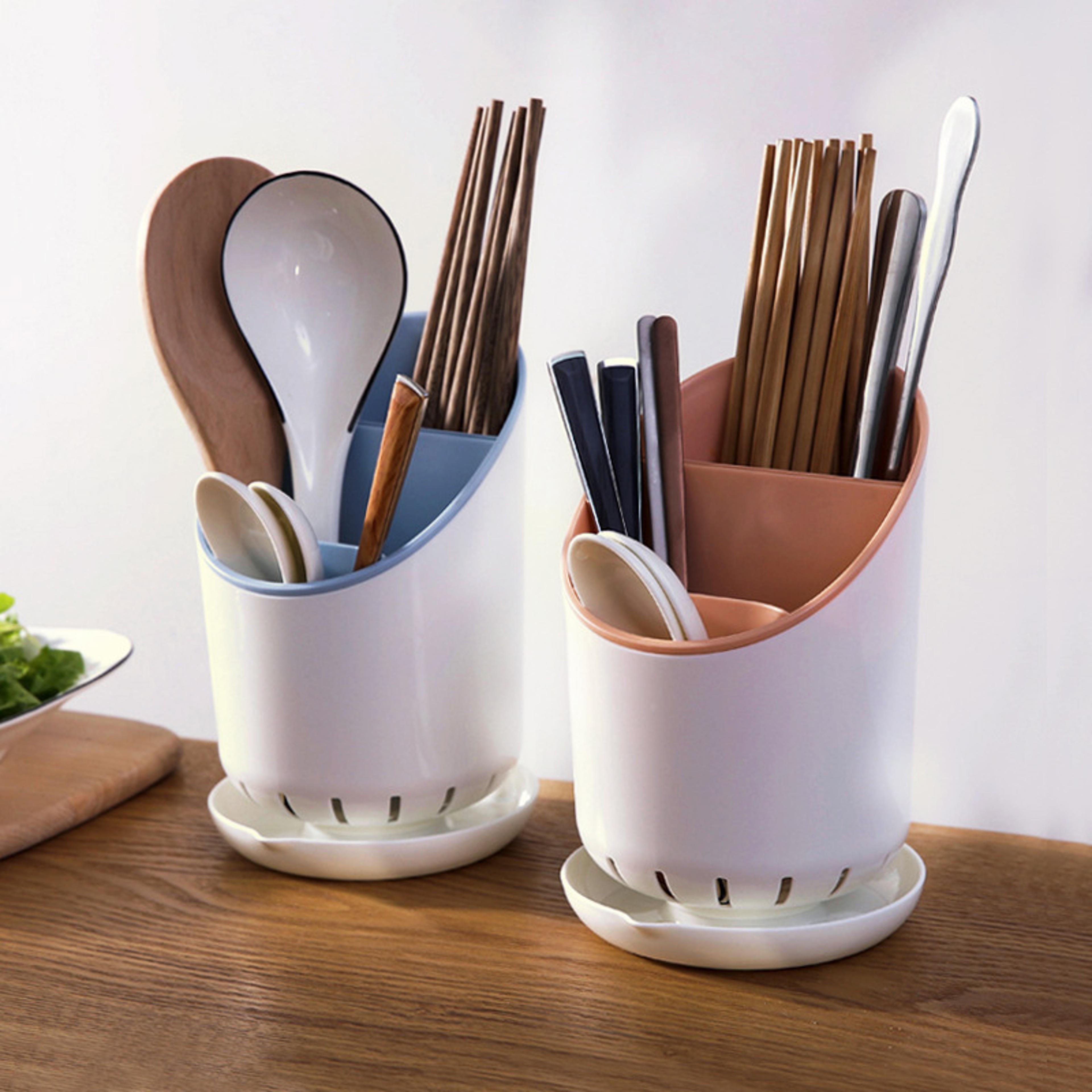 plastic cutlery draining rack – compact & transparent utensil storage holder