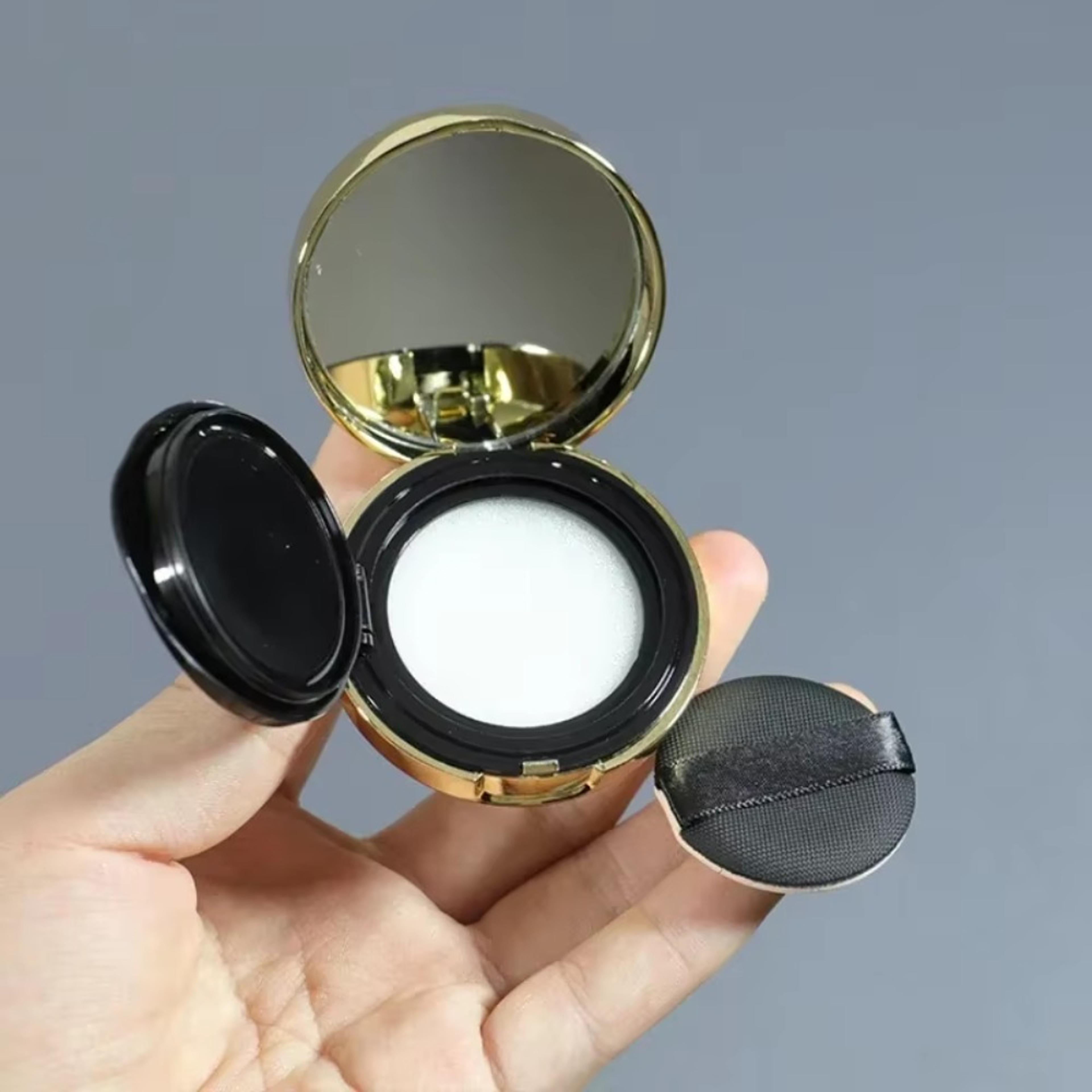 air cushion foundation mini puff box with mirror and sponge - portable cosmetic case for bb cream