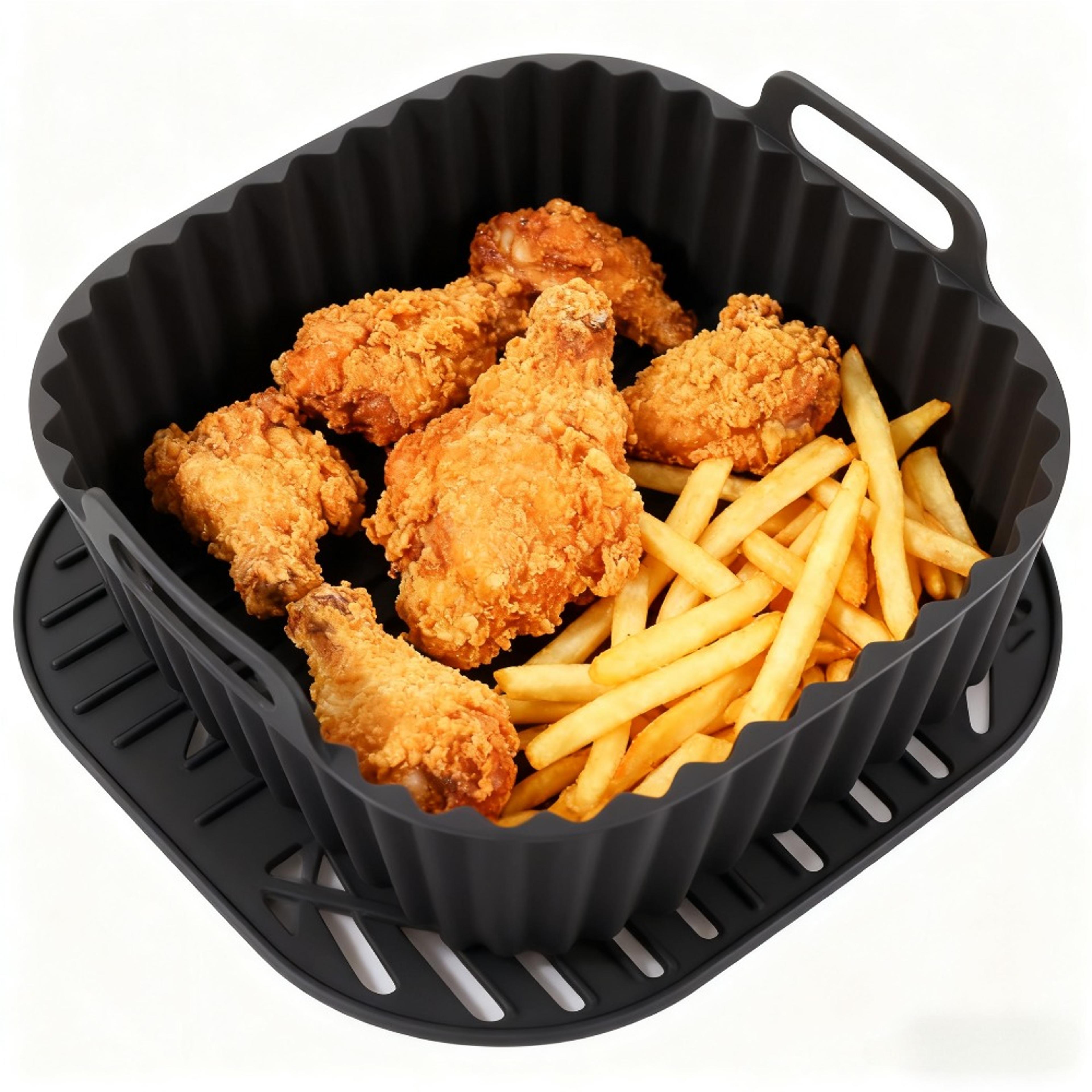reusable air fryer silicone liners – non-stick basket mat for air fryers, oven & microwave safe
