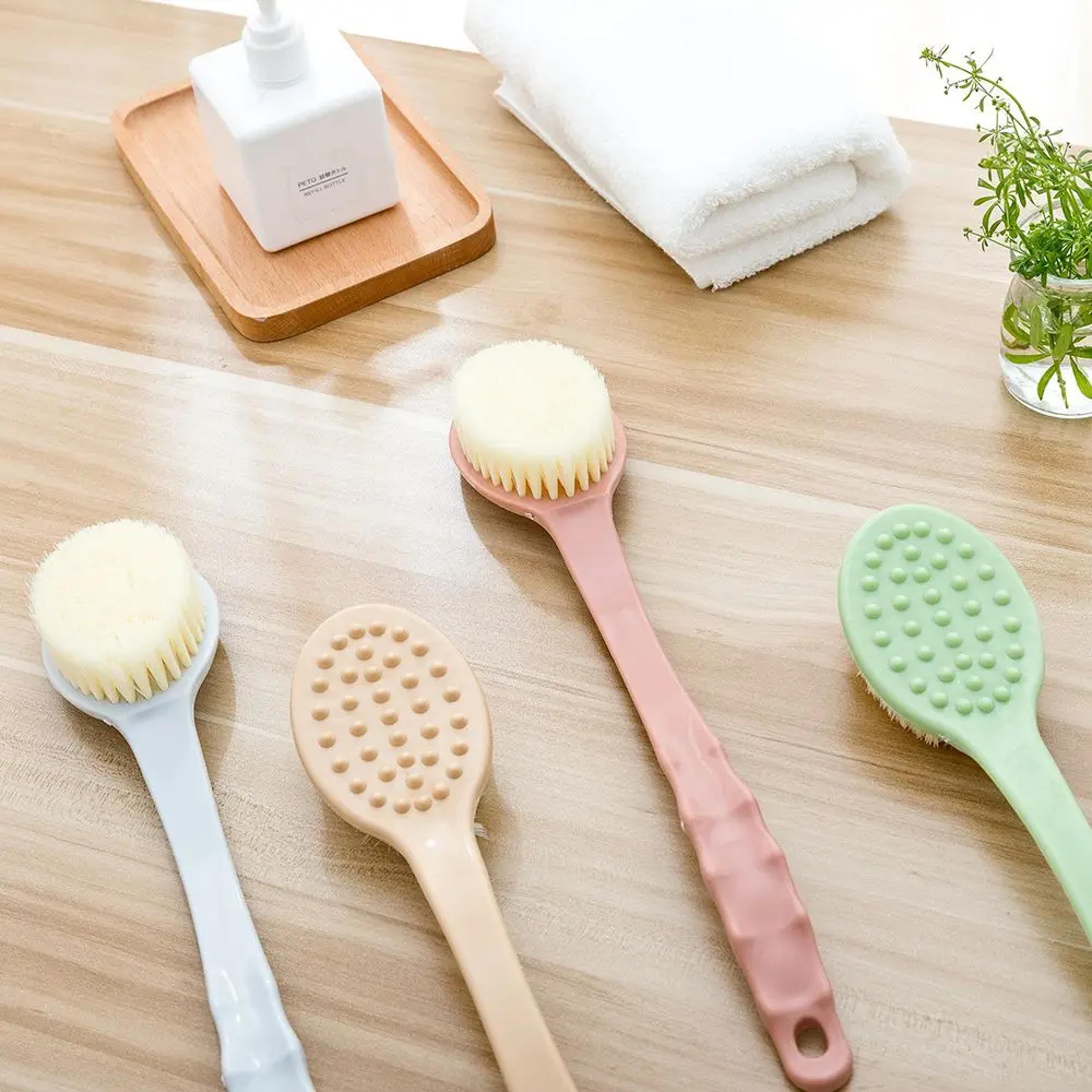long handle body scrub brush – exfoliating bath brush for soft skin
