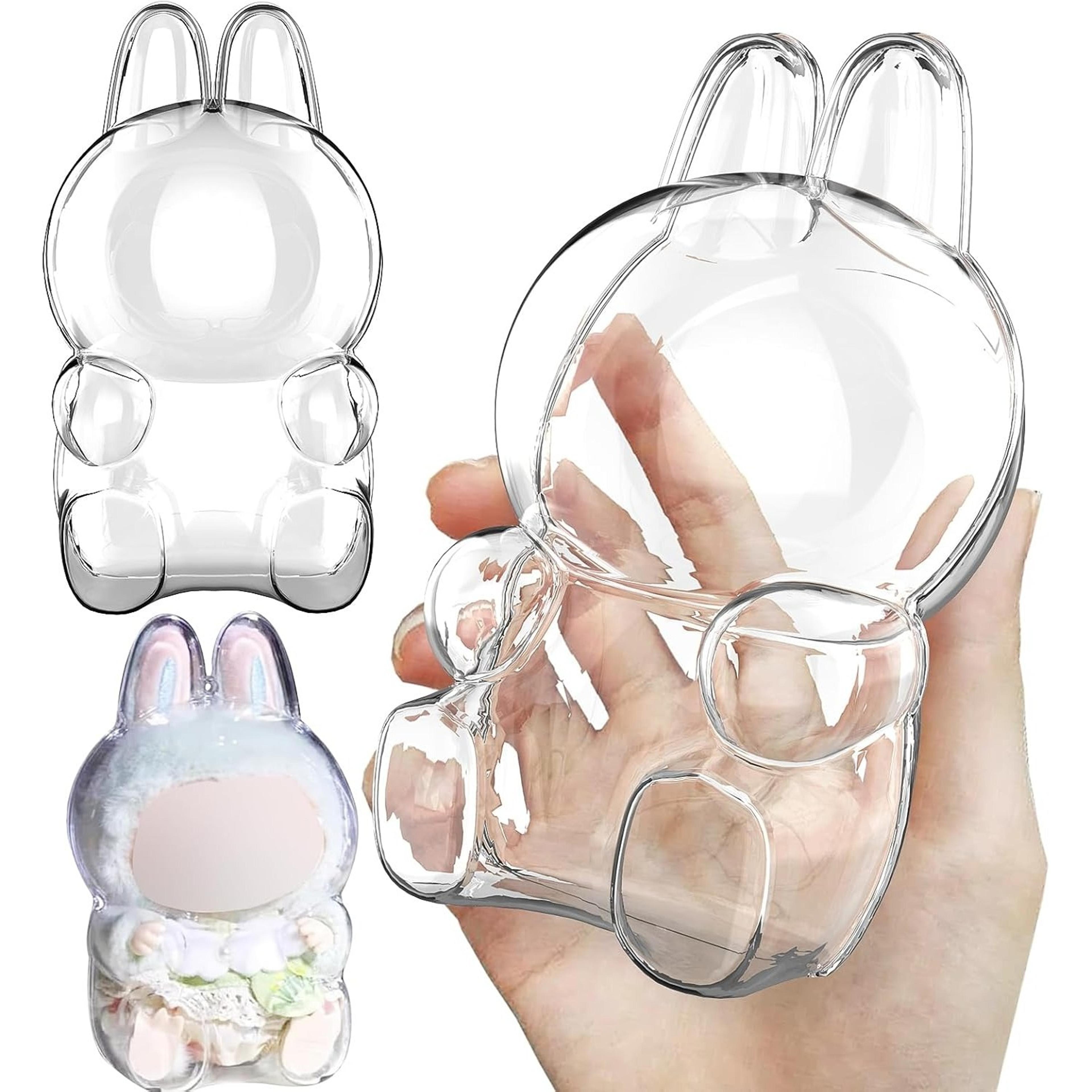 protective case for labubu pvc storage box with keychain – dustproof & scratch-resistant collector display