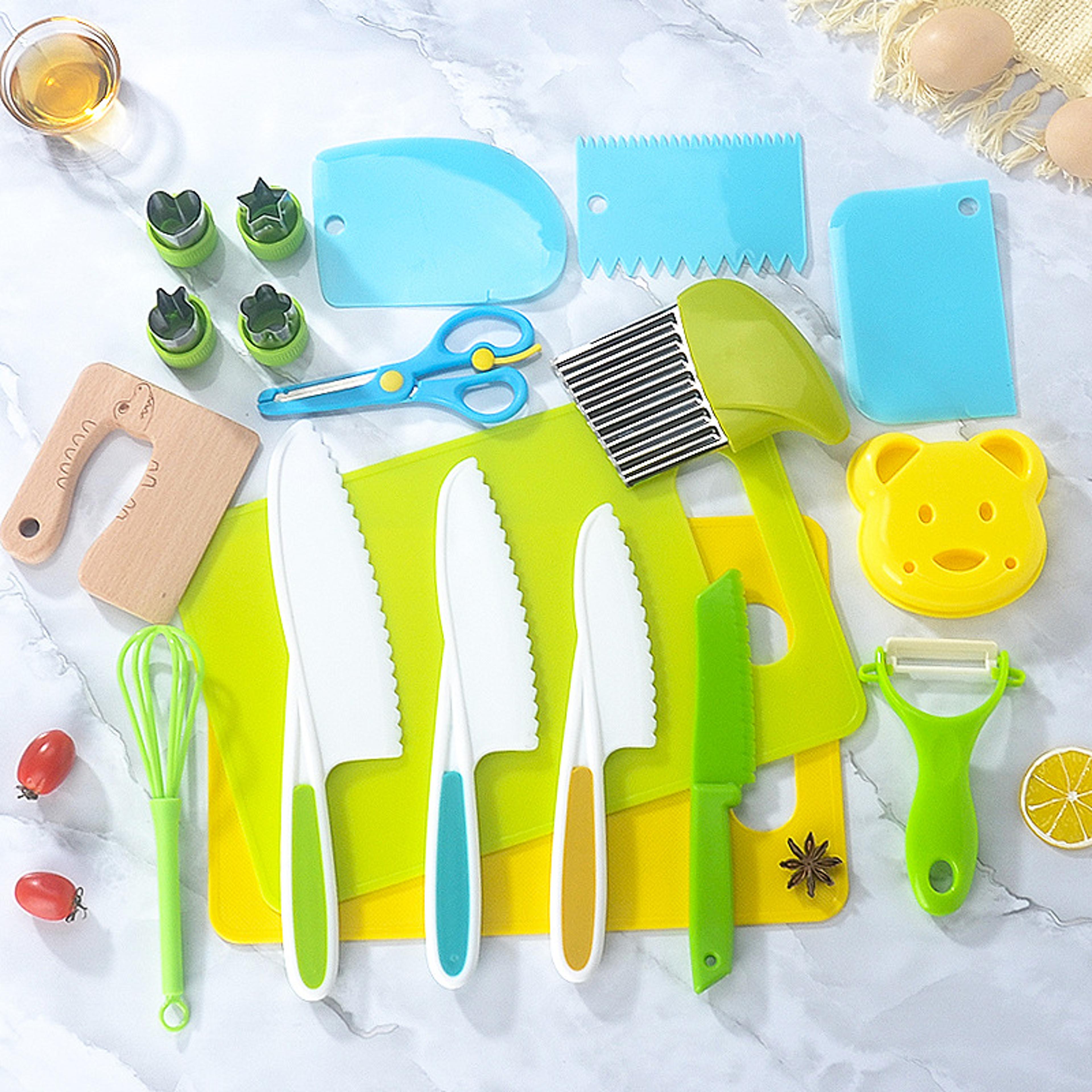 plastic knife set for kids - safe fruit & vegetable cutting toy knife set