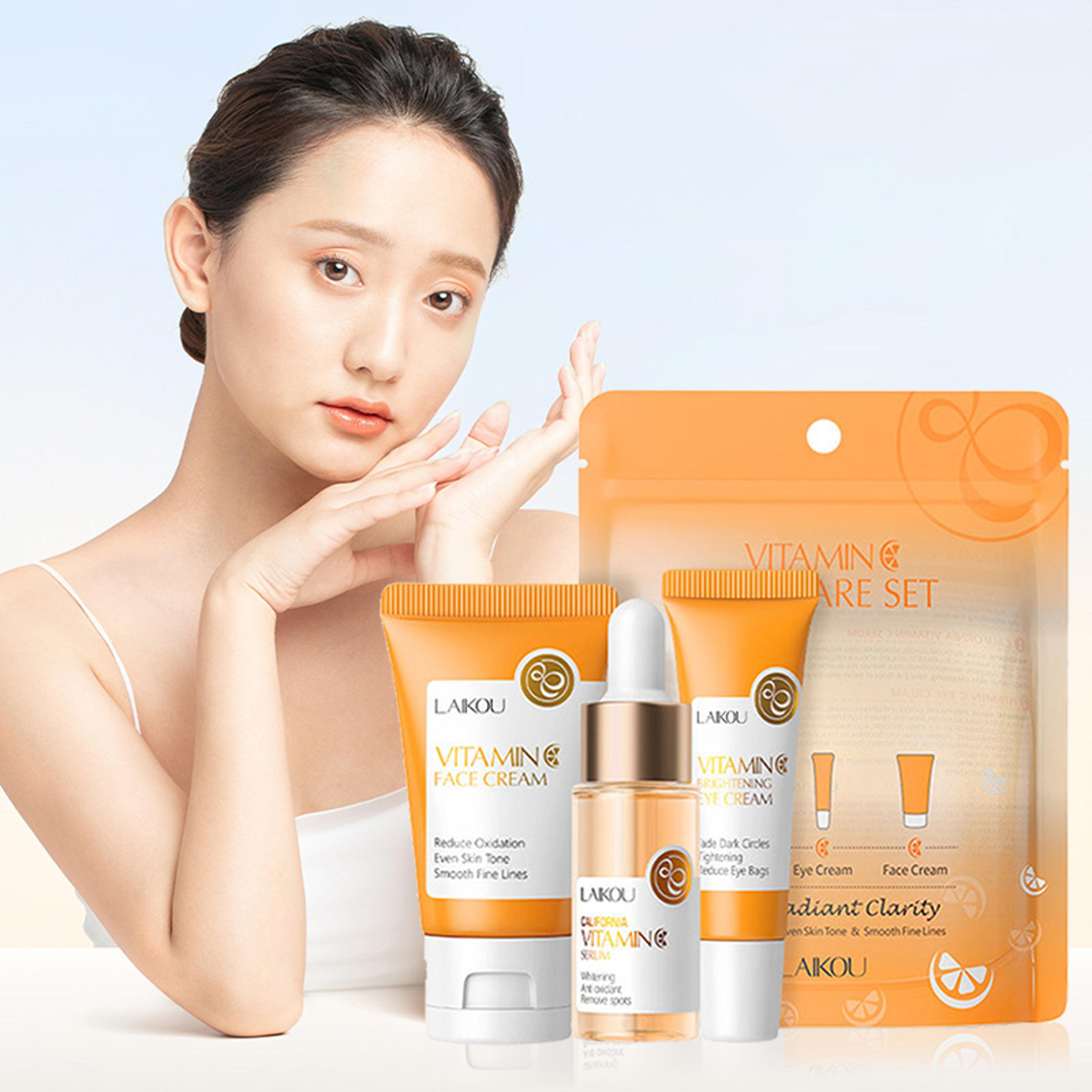vitamin golden sakura skin care set – face cream, serum, eye cream for anti-aging, moisturizing & wrinkle