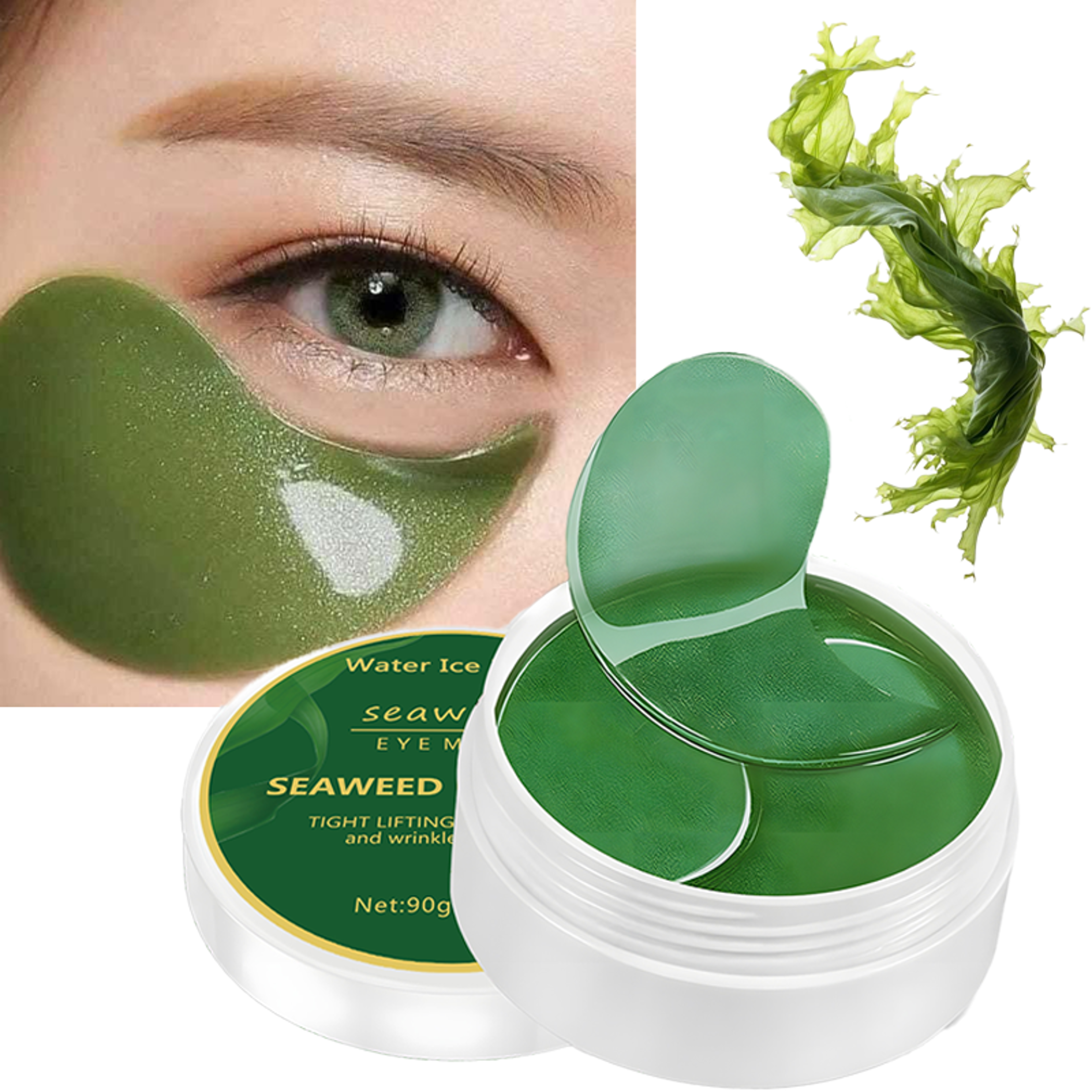 seaweed hyaluronic acid eye mask collagen-infused eye patches for dark circle removal & hydration