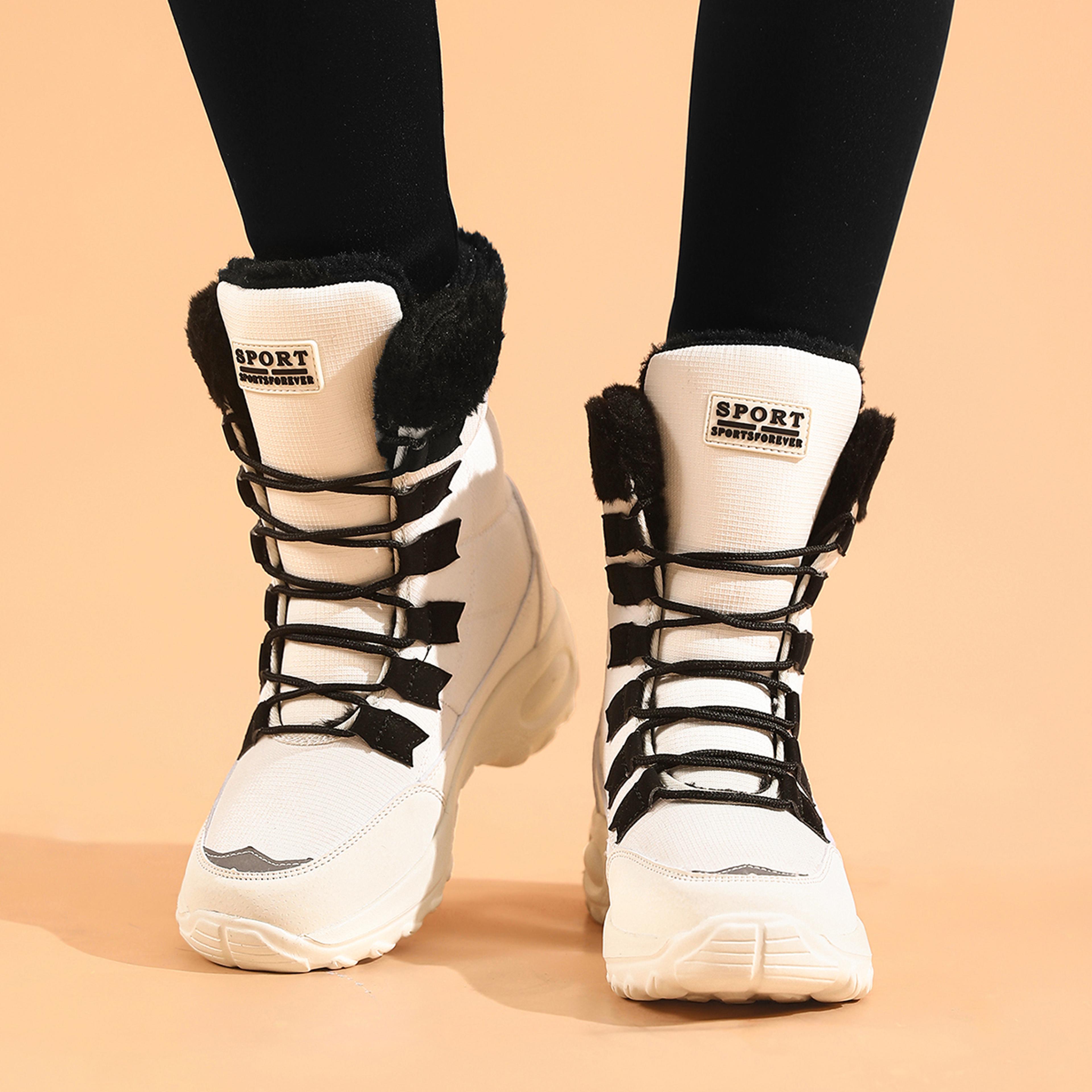 winter waterproof snow boots for women, comfortable mid-calf hiking boots, warm & durable for all seasons