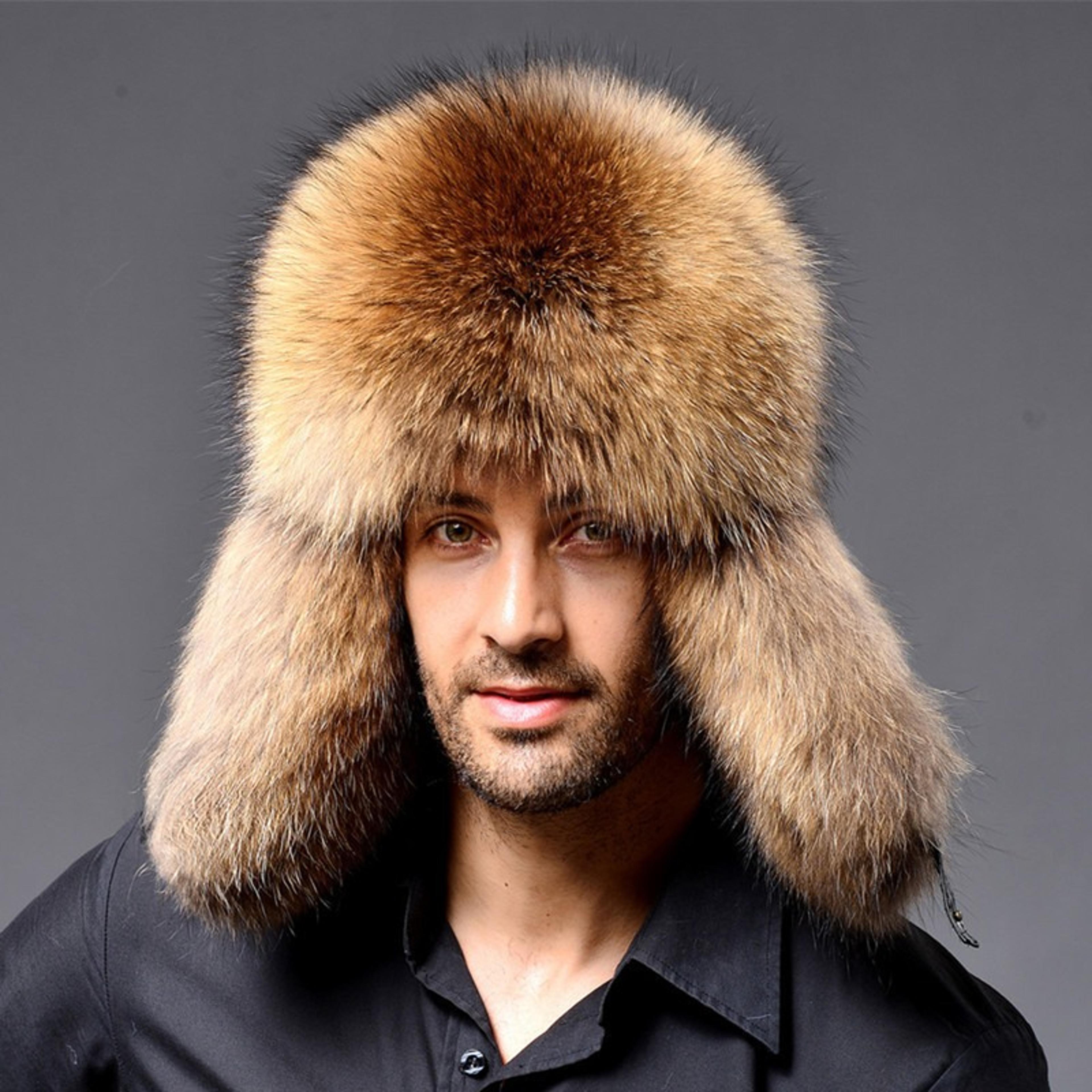 men thick & warm fur hat with ear protection, winter snow hat to prevent cold