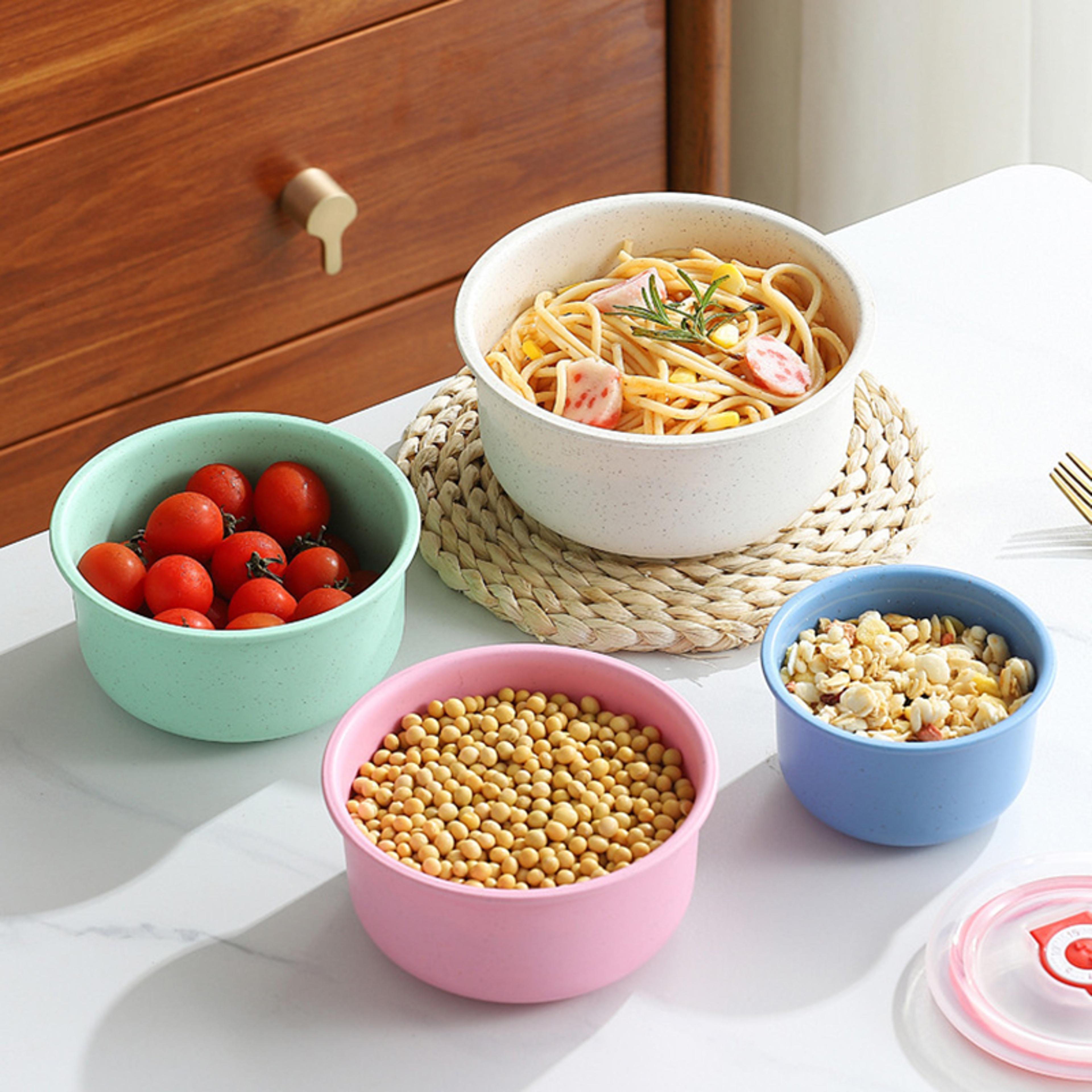 eco-friendly wheat straw lunch box set-piece microwaveable storage bowls with lids