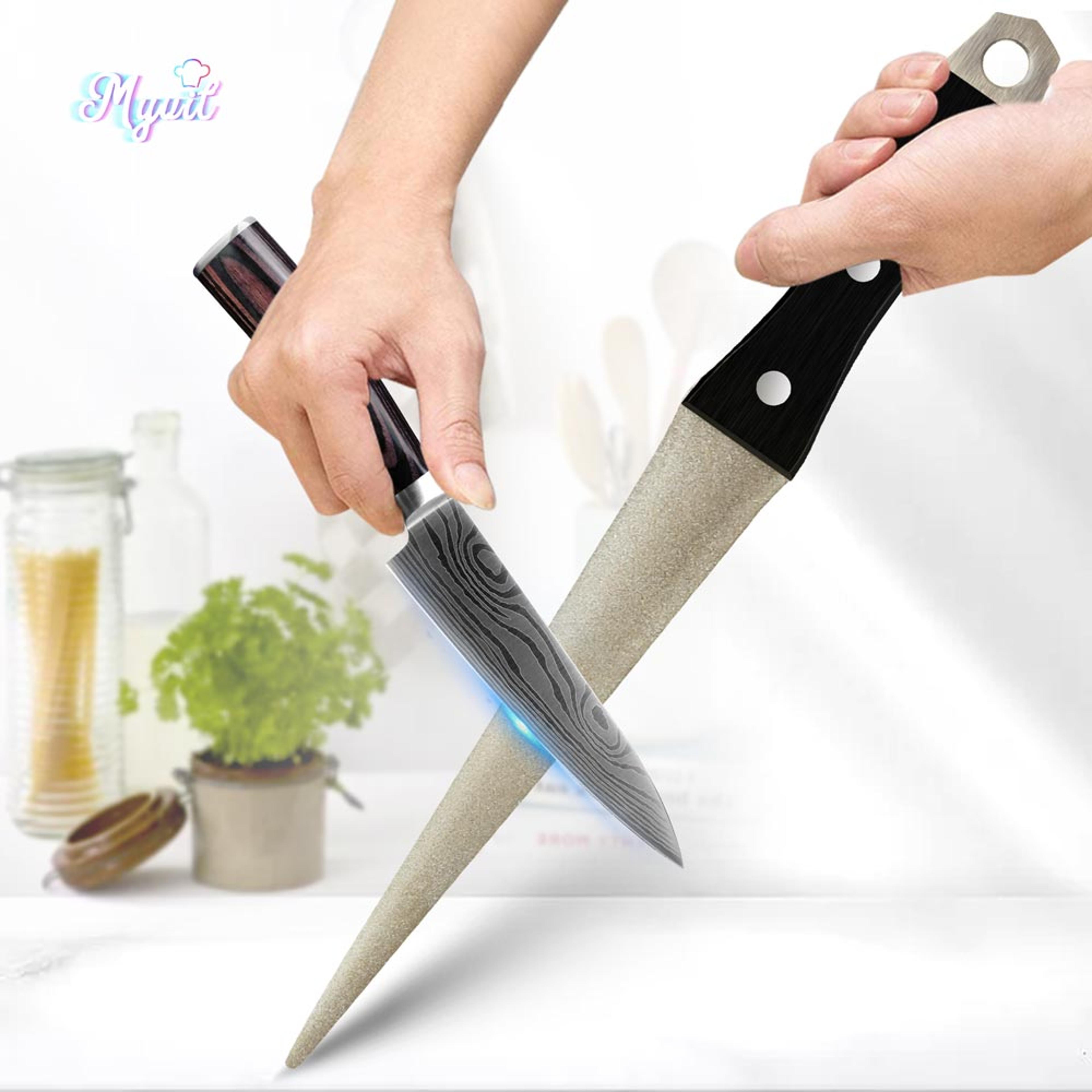 diamond knife sharpener for kitchen, whetstone stone with curved surface for knife and scissors