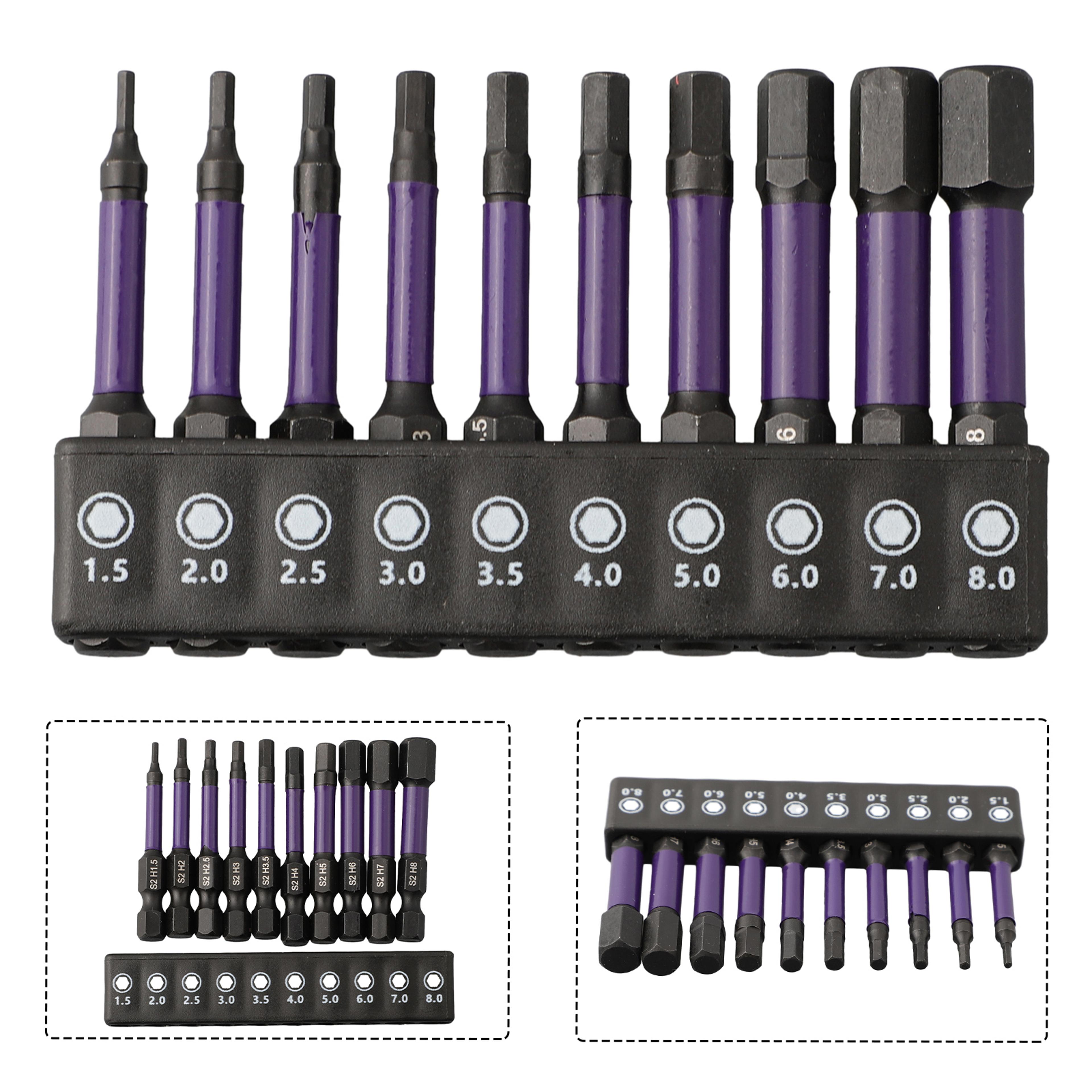 hex head wrench drill bit set with magnetic screwdriver holder quick release shank