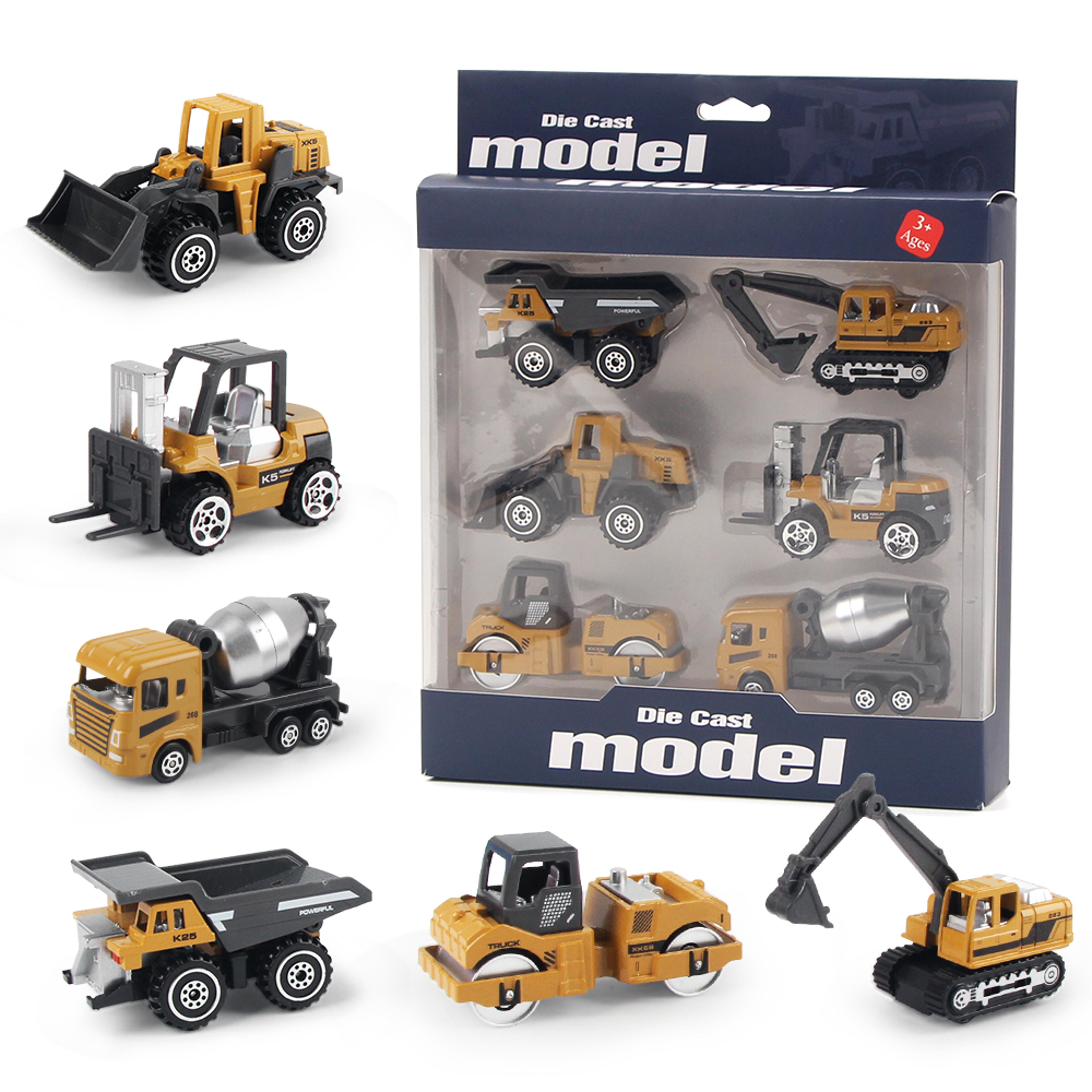 alloy engineering truck toy set construction vehicles, excavator, loader & tractor for kids