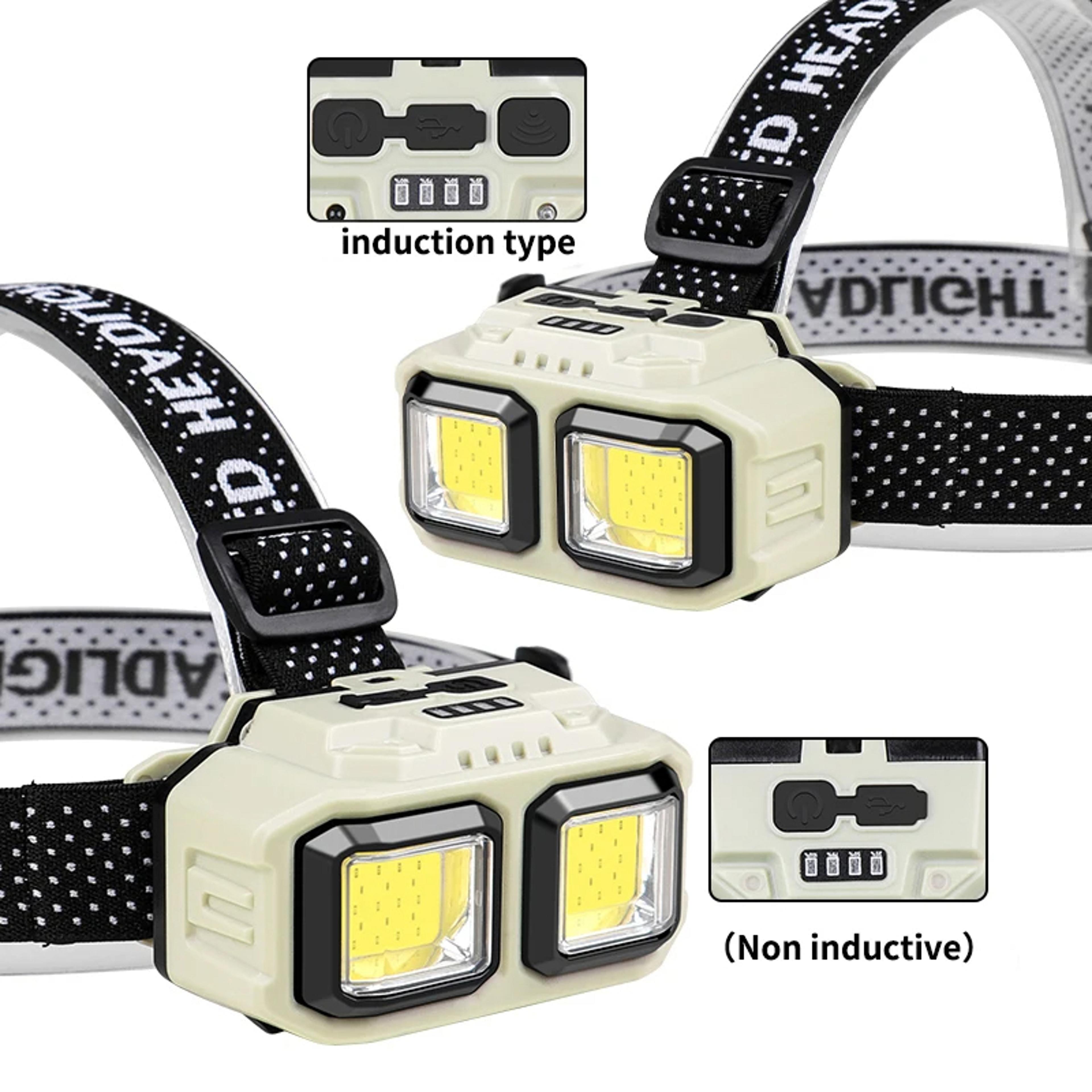 cob headlamp torch usb rechargeable, waterproof camping & fishing light