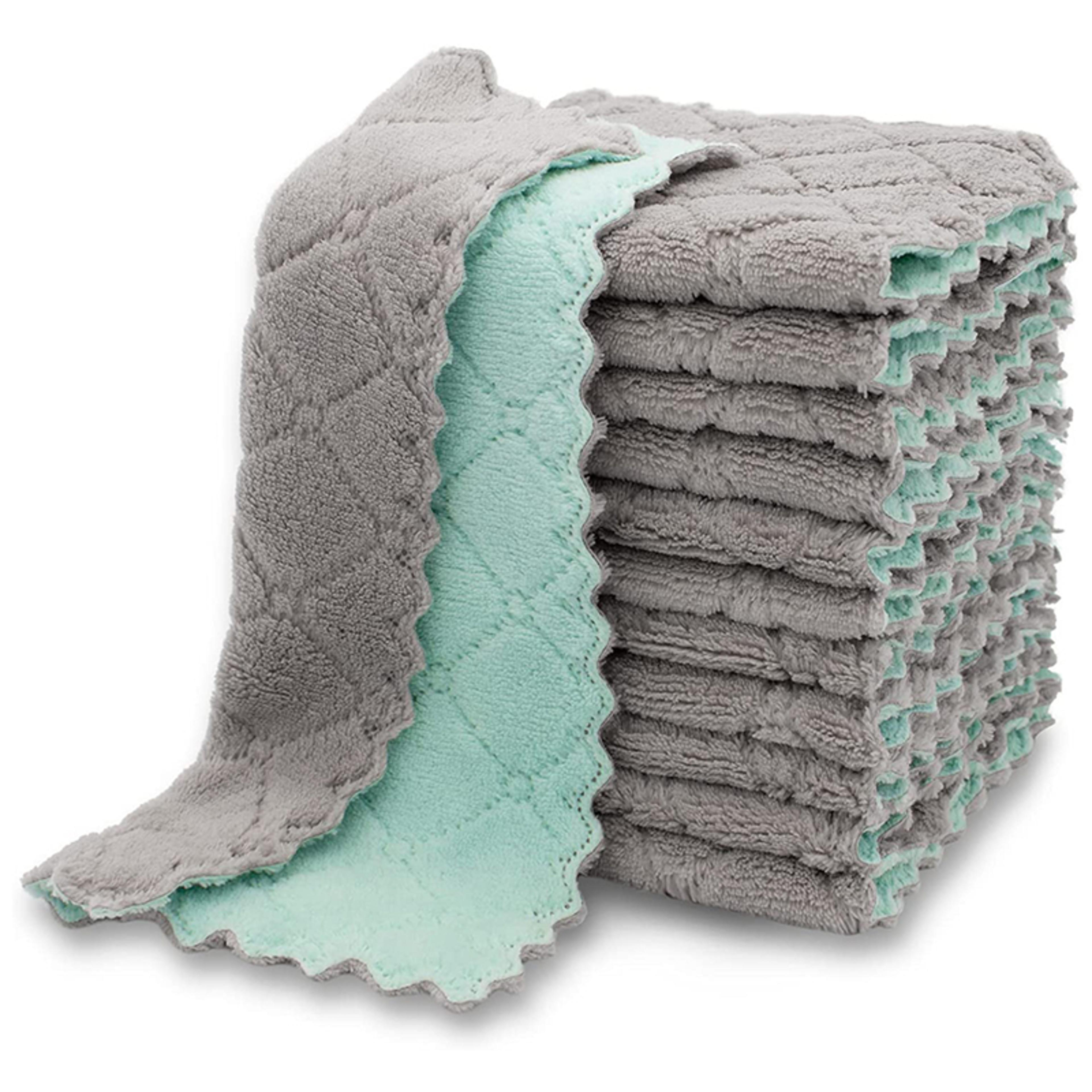 super absorbent coral velvet dish towels fast drying, nonstick, washable kitchen cloth towels