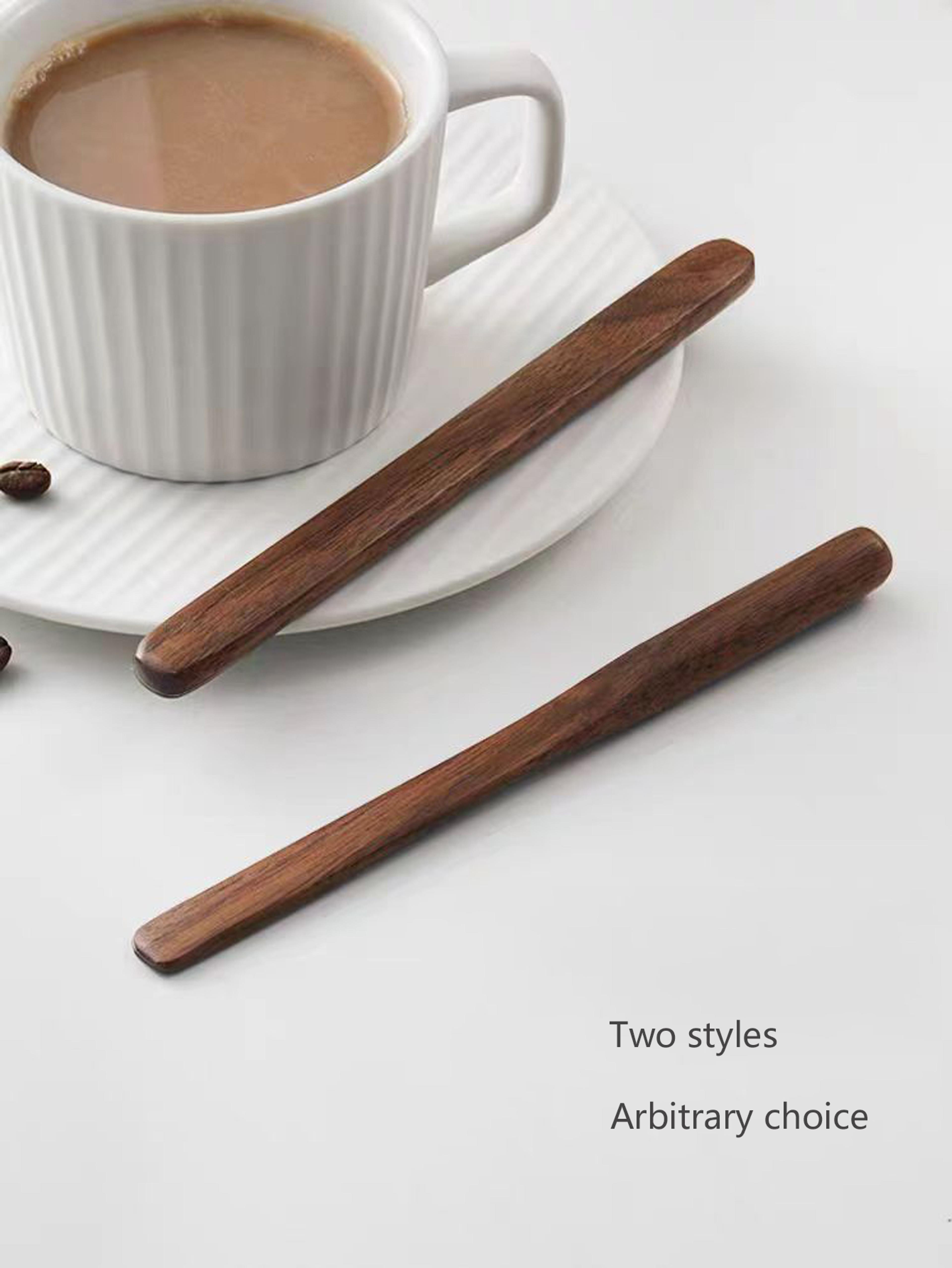 creative walnut wood coffee stirrer long handle wooden dessert mixing spoon