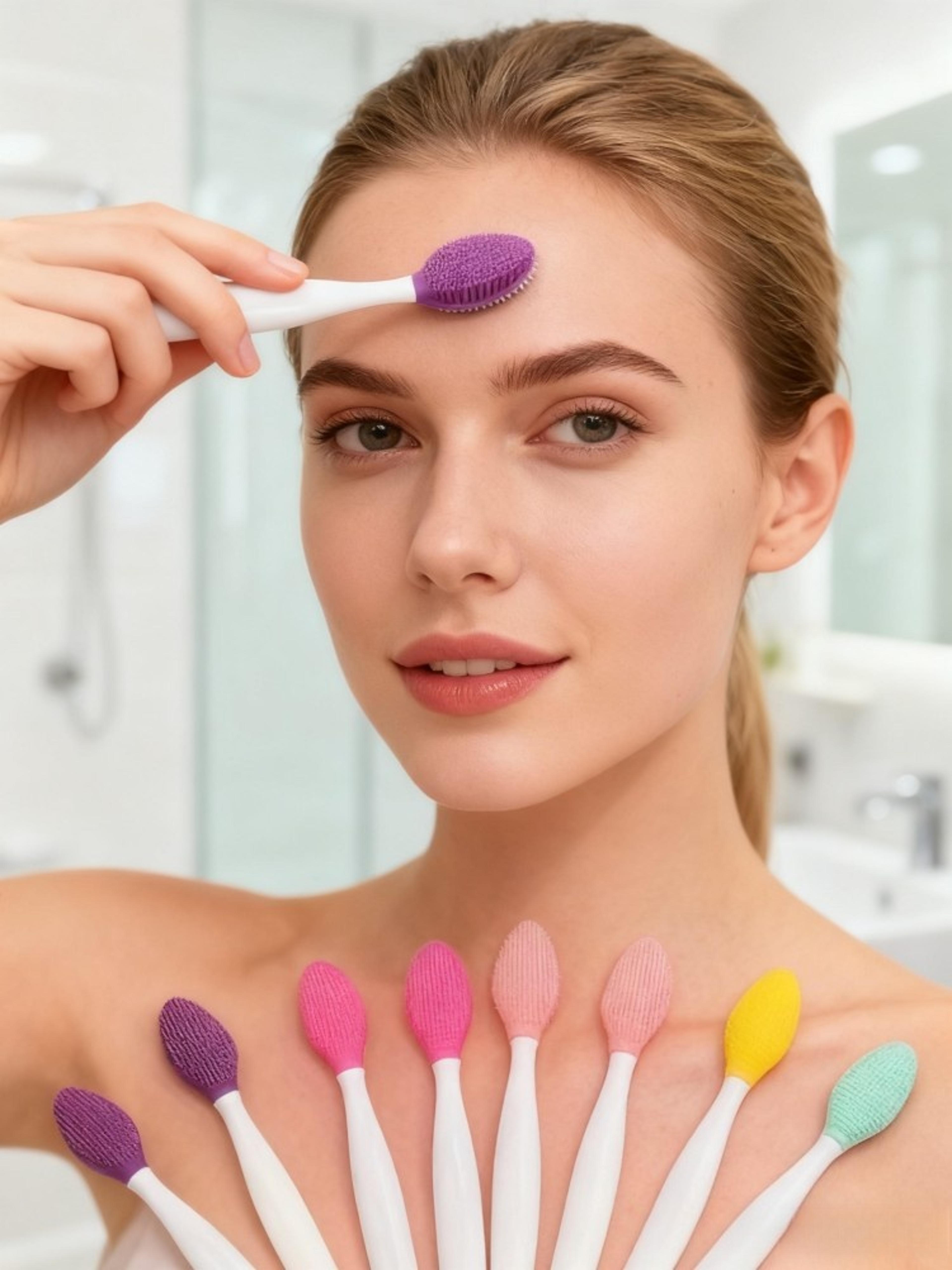 facial cleansing brush soft silicone bristles, waterproof deep pore cleanser for sensitive & normal skin